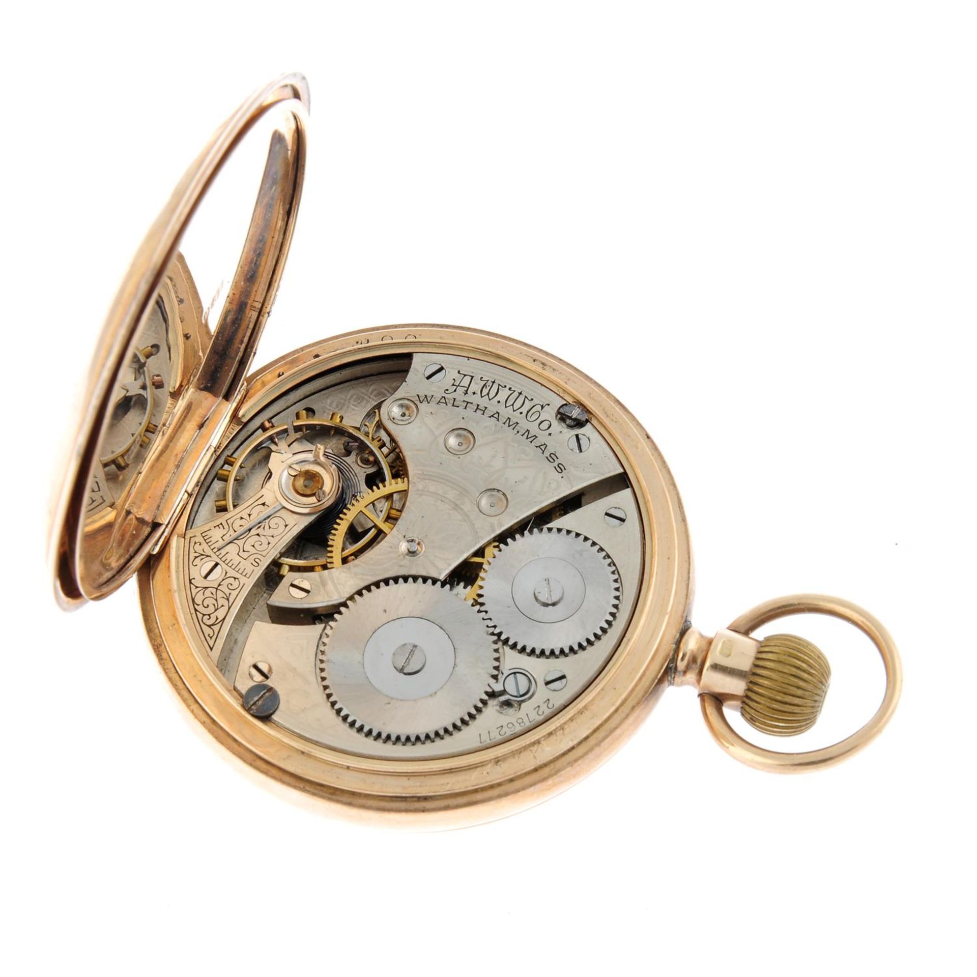 A 9ct yellow gold full hunter pocket watch by Waltham, 49mm. - Image 4 of 4