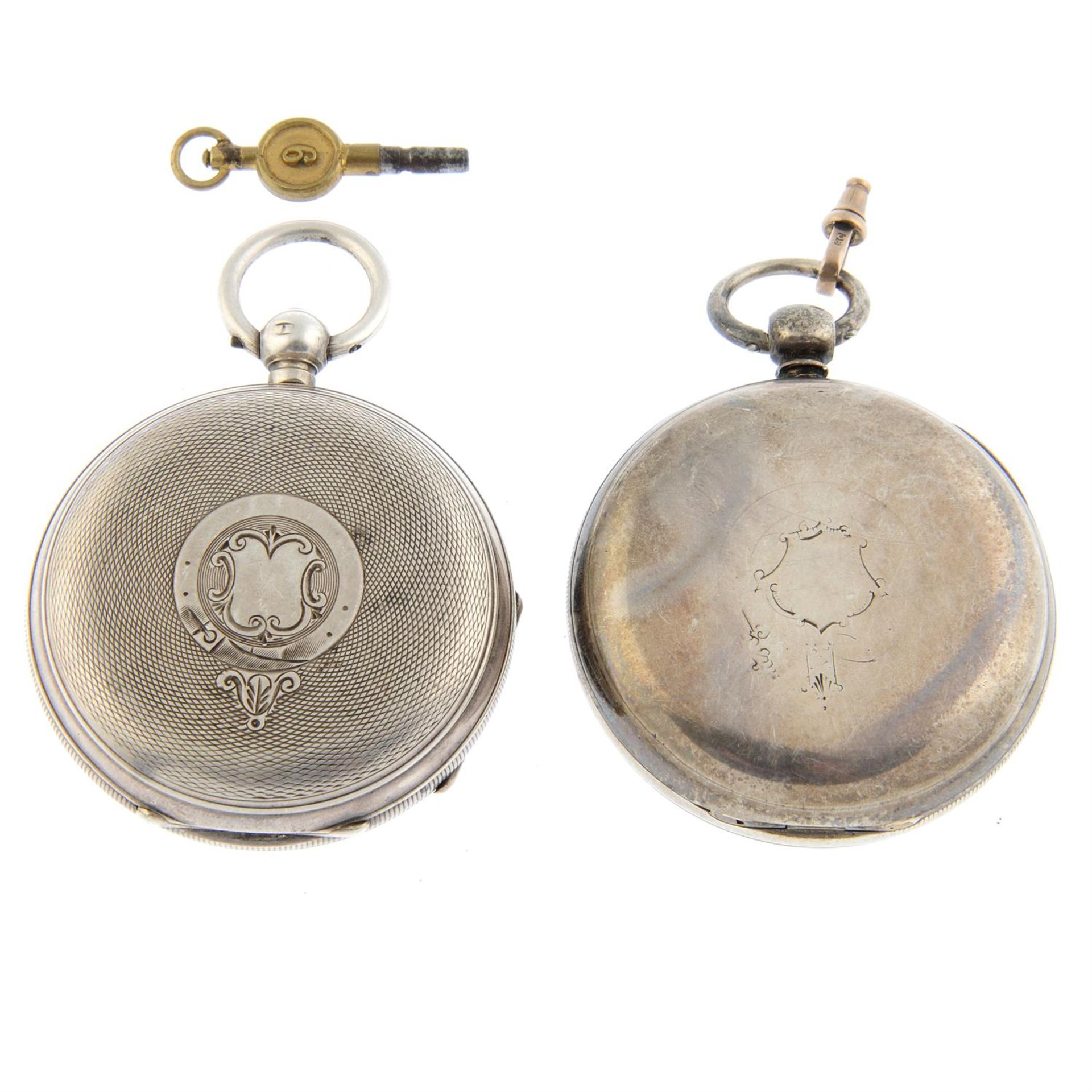 A silver open face pocket watch by H. Samuel (52mm) with a silver pocket watch. - Image 2 of 2