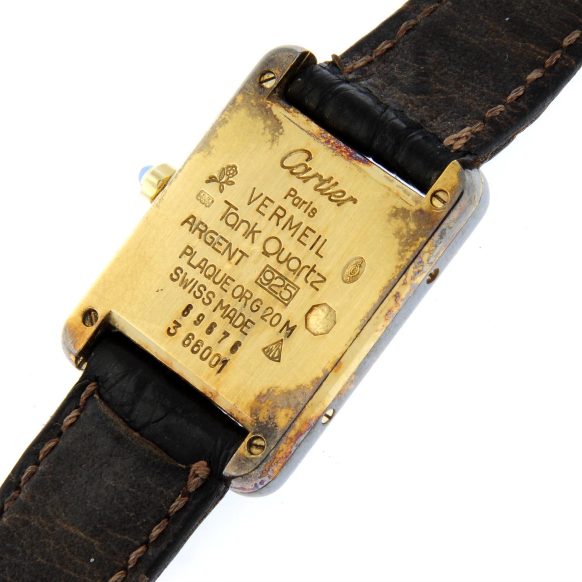 CARTIER - a gold plated silver Must De Cartier wrist watch, 20mm. - Image 4 of 4