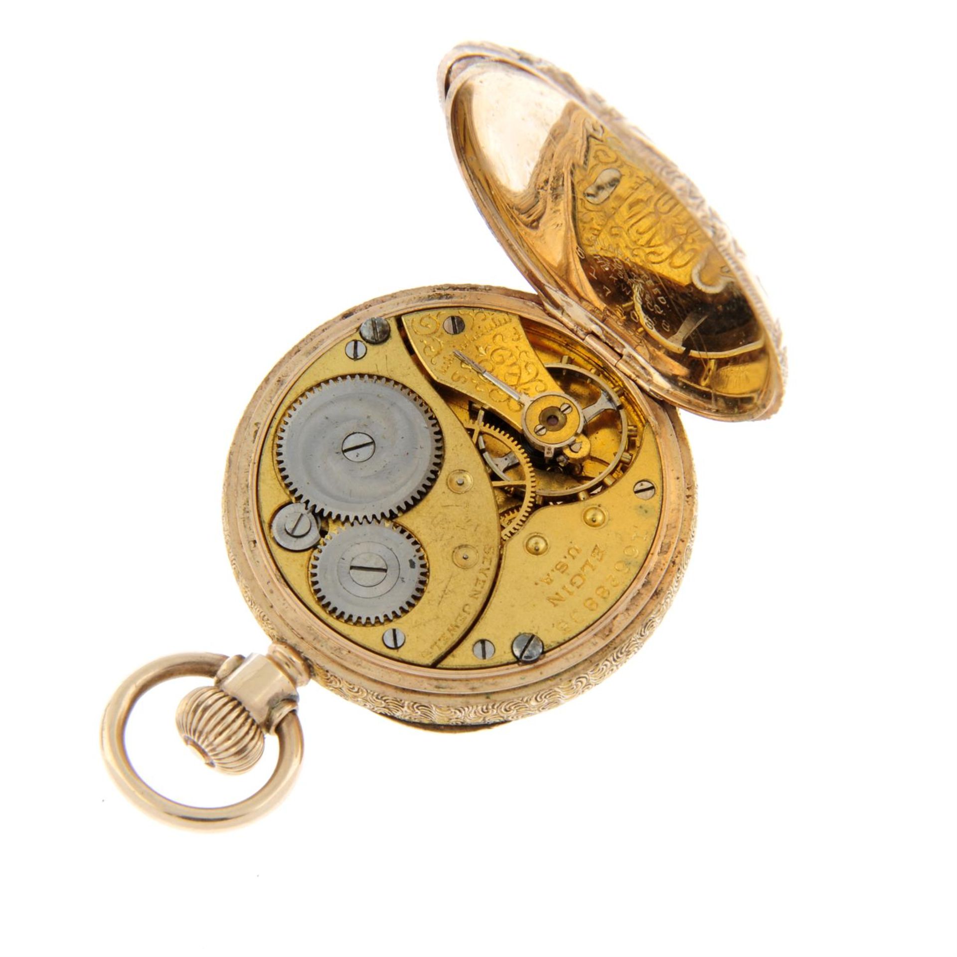 A 9ct yellow gold open face pocket watch by Elgin, 33mm. - Image 3 of 3