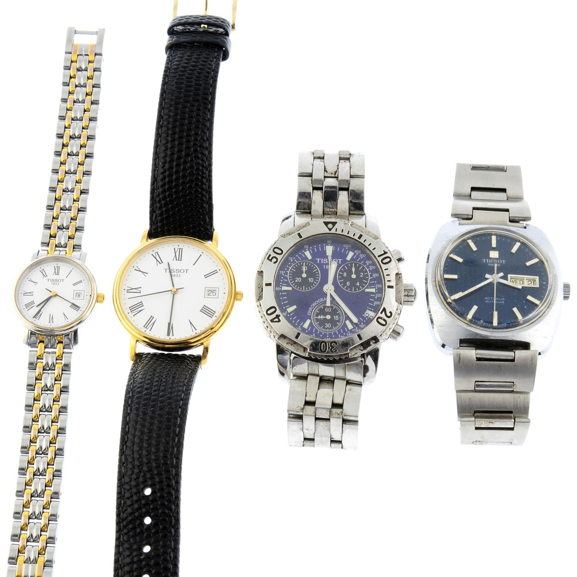 A group of four assorted Tissot watches, to include a PRS200 chronograph example.
