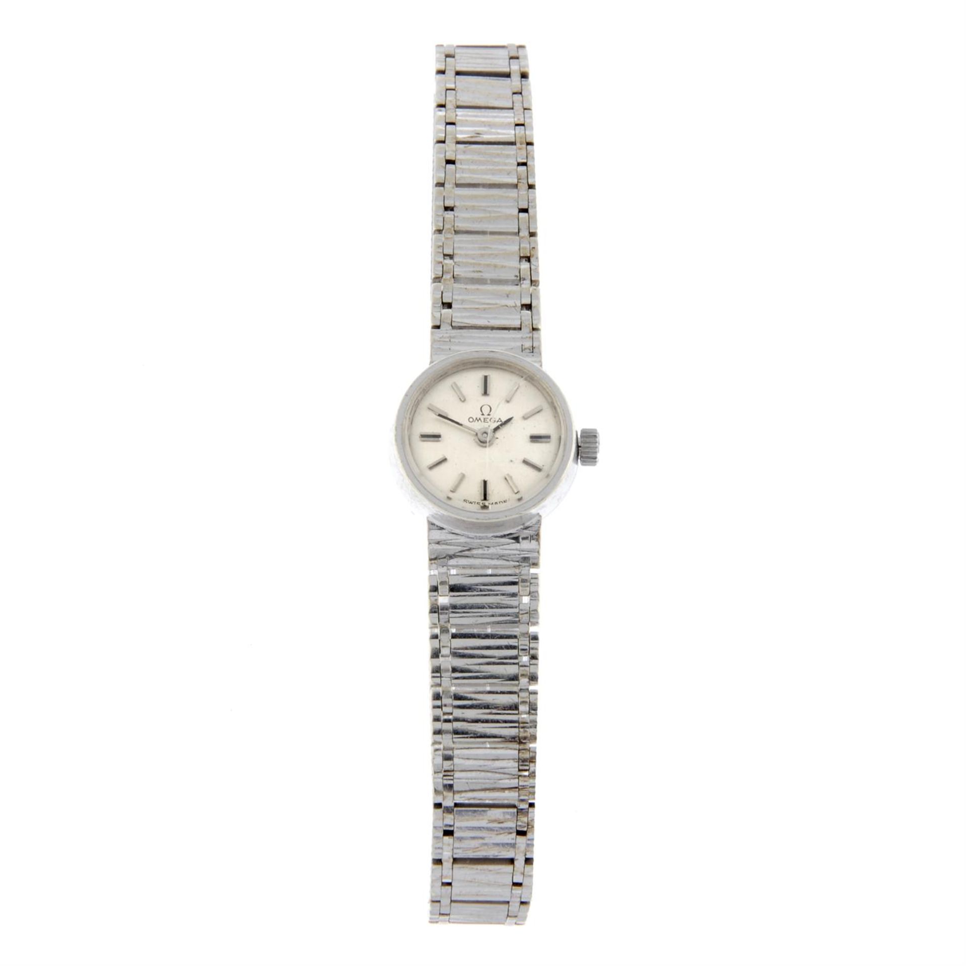 OMEGA - a 9ct white gold bracelet watch, 14mm.