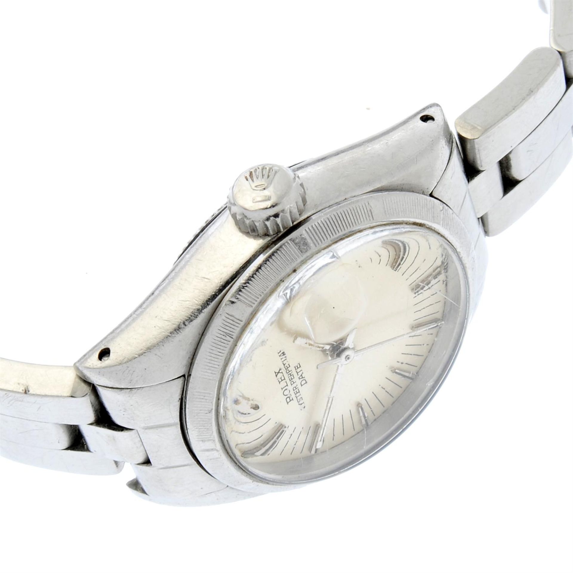 ROLEX - a stainless steel Oyster Perpetual Date bracelet watch, 26mm. - Image 3 of 4
