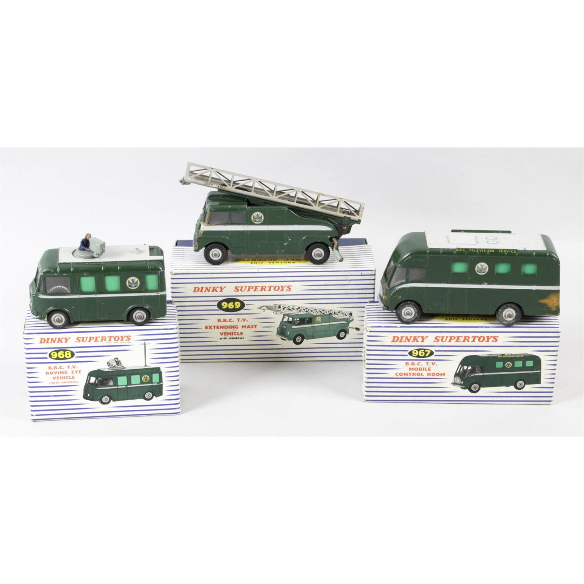 A selection of Dinky Supertoys B.B.C. T.V models. (3)