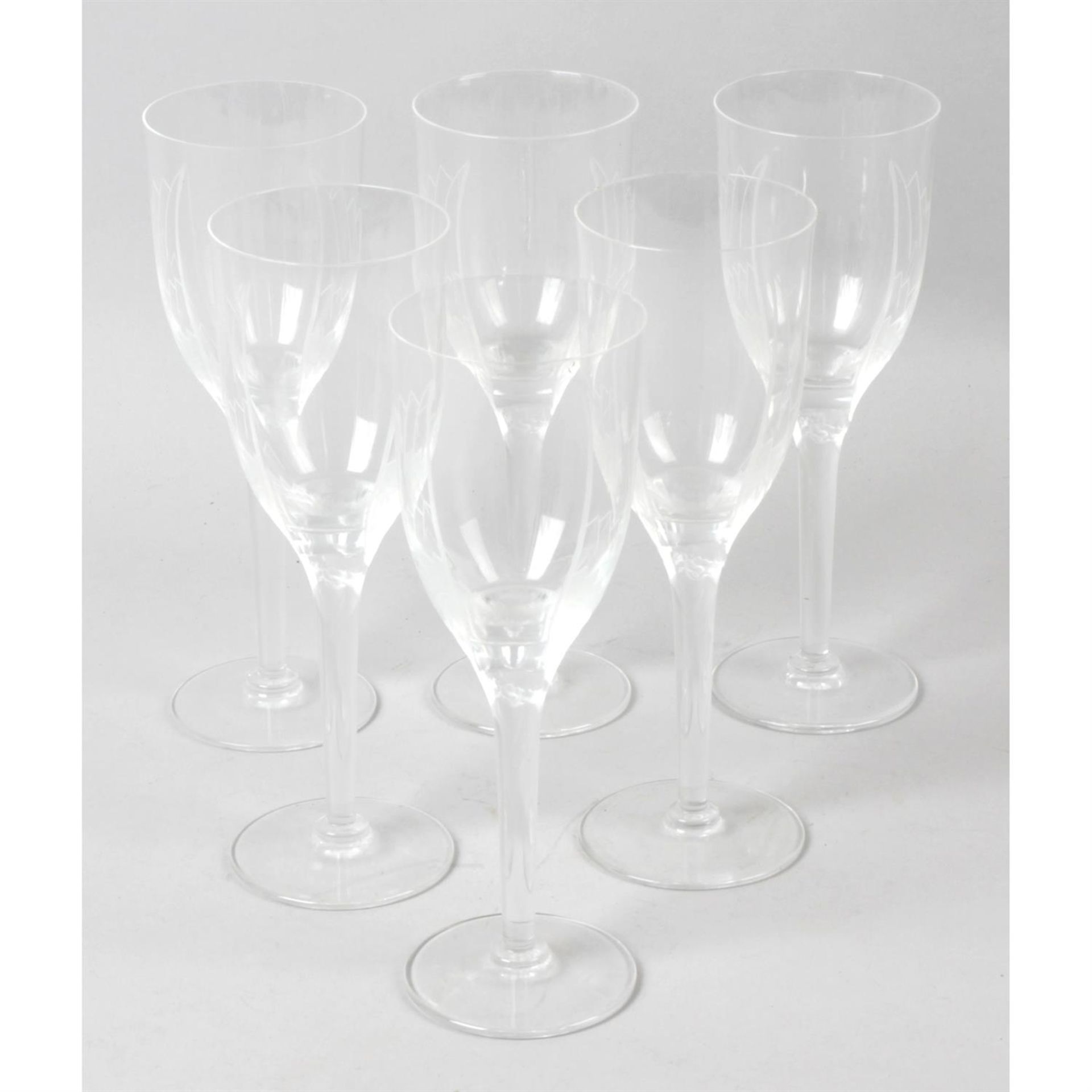 A set of six Lalique 'Angel' champagne glasses.