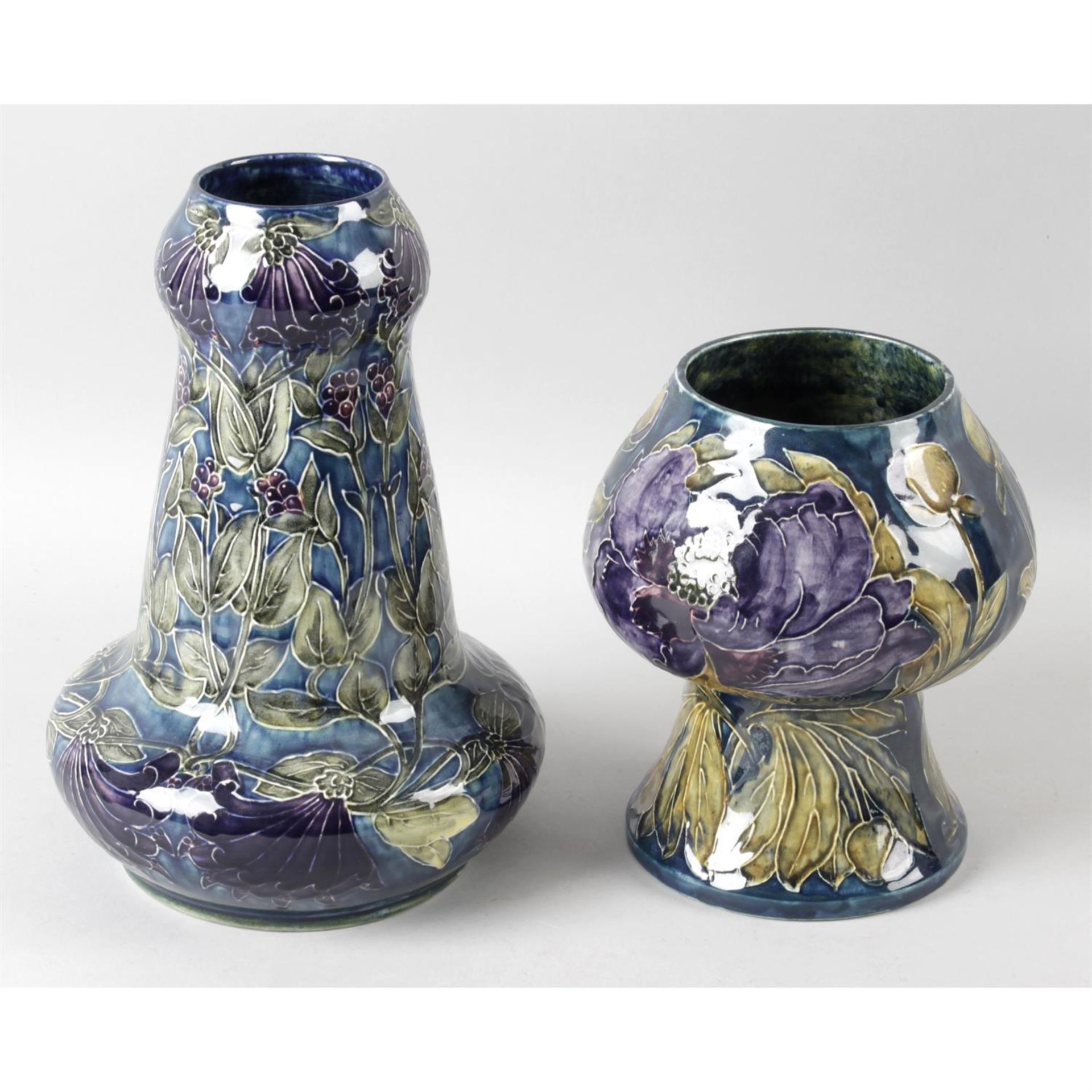 An S. Hancock and Sons Morris ware pottery vase, together with a similar example. (2)