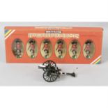 A Britain's hand painted metal models No.7235 group of six Black Watch Highlanders,