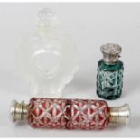 Three glass scent bottles.