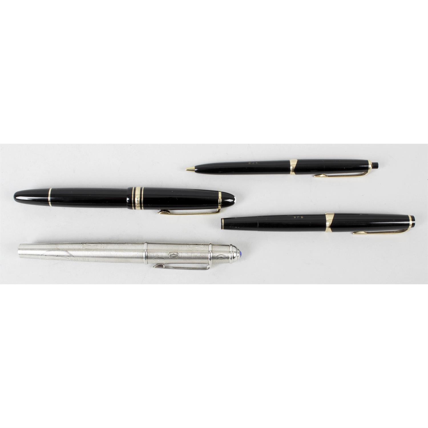 A small, mixed selection of assorted pens, to include Montblanc, Cartier and Cross examples, etc.