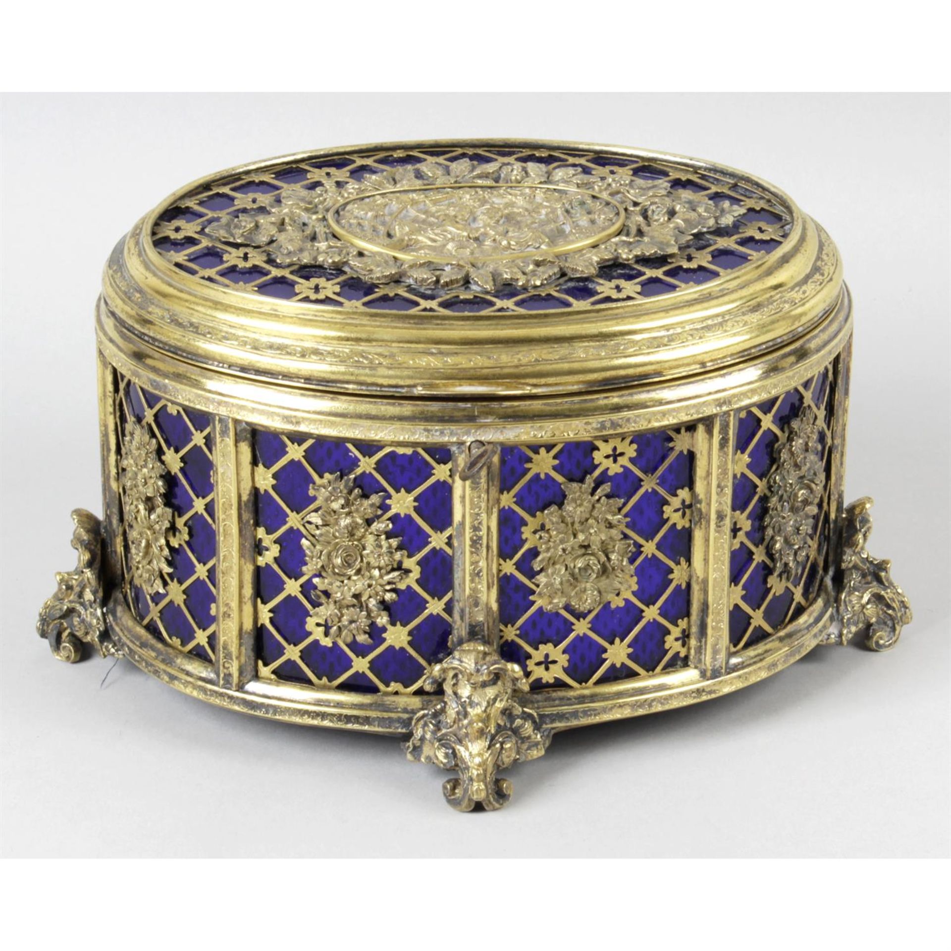 An elaborate late 19th century Boissier a Paris gilt metal casket and cover.