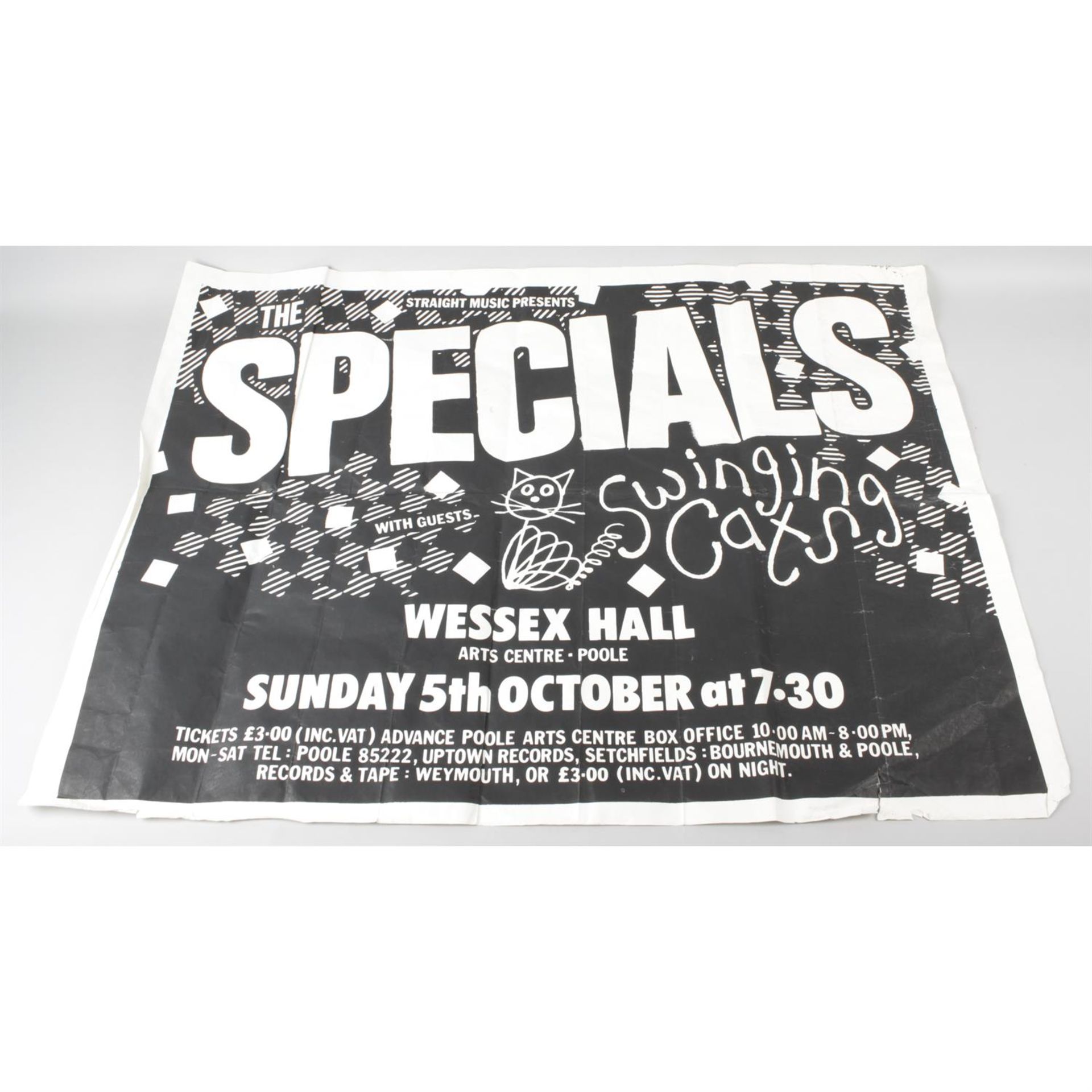 A black and white printed poster, 'Straight Music presents The Specials...'