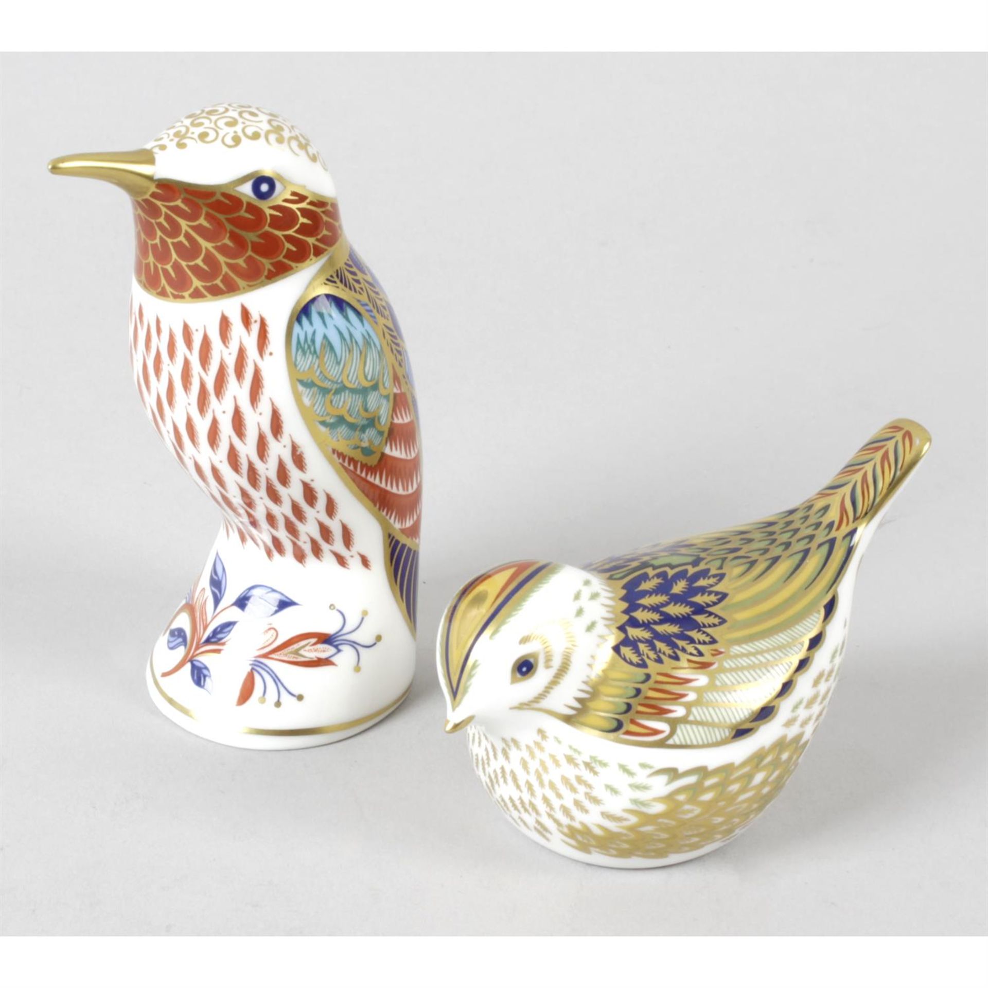 A Royal Crown Derby 'Hummingbird' paperweight, together with a similar example. (2)