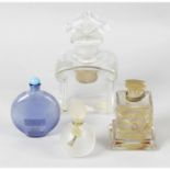 Four glass scent bottles, to include Marcel Franck and R. Lalique examples. (4)