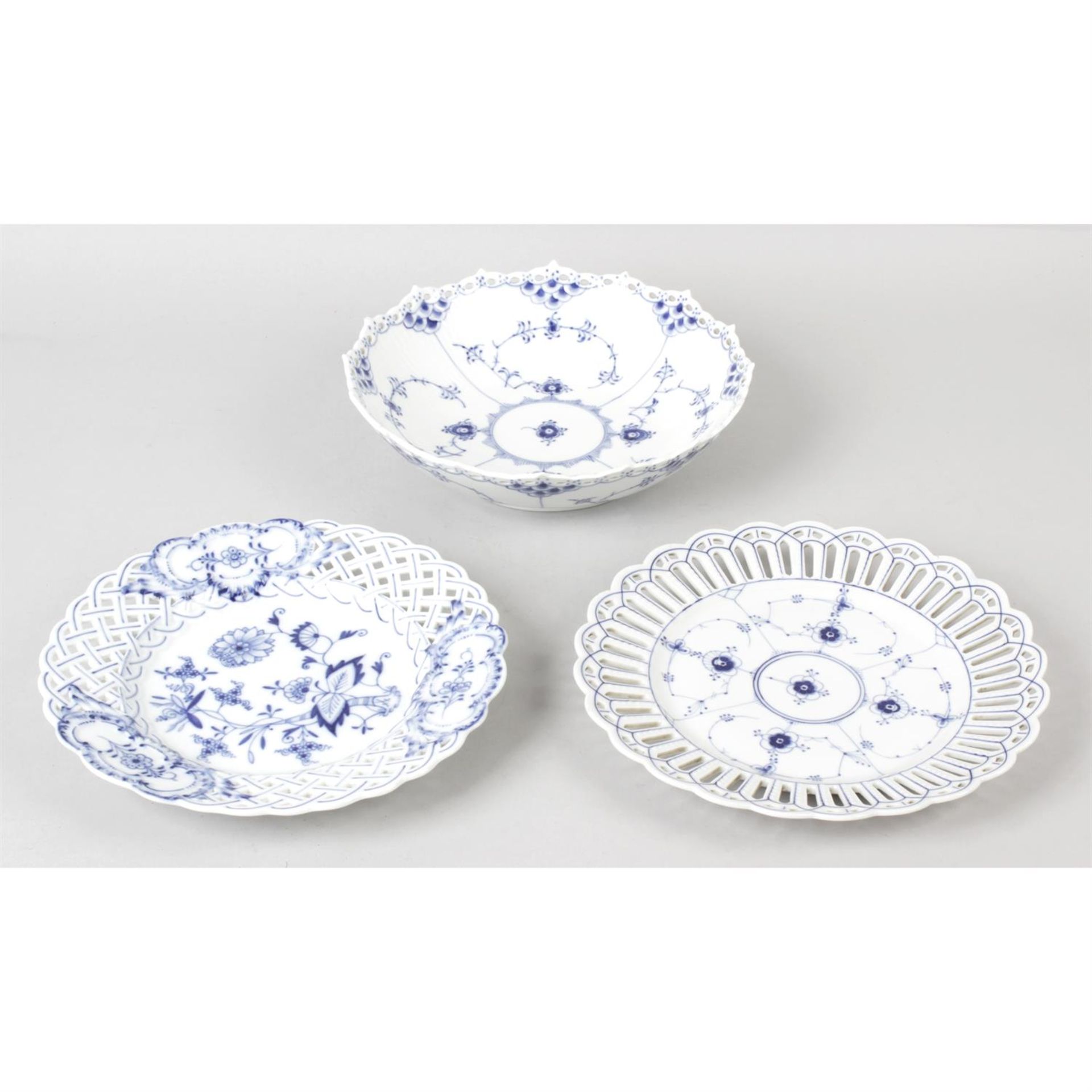 A Royal Copenhagen bowl, together with a Meissen dish, and similar examples, etc. (6)