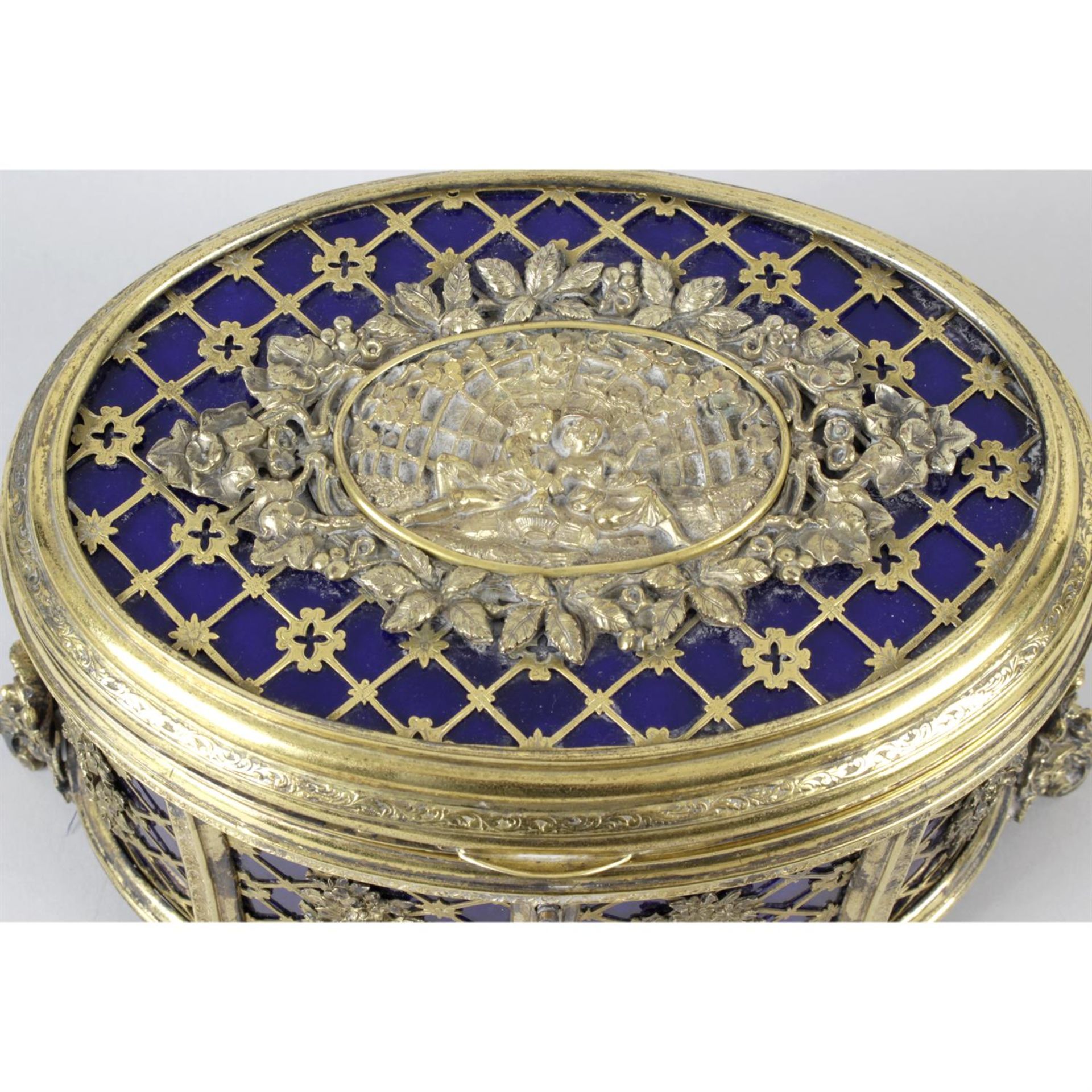 An elaborate late 19th century Boissier a Paris gilt metal casket and cover. - Image 2 of 2