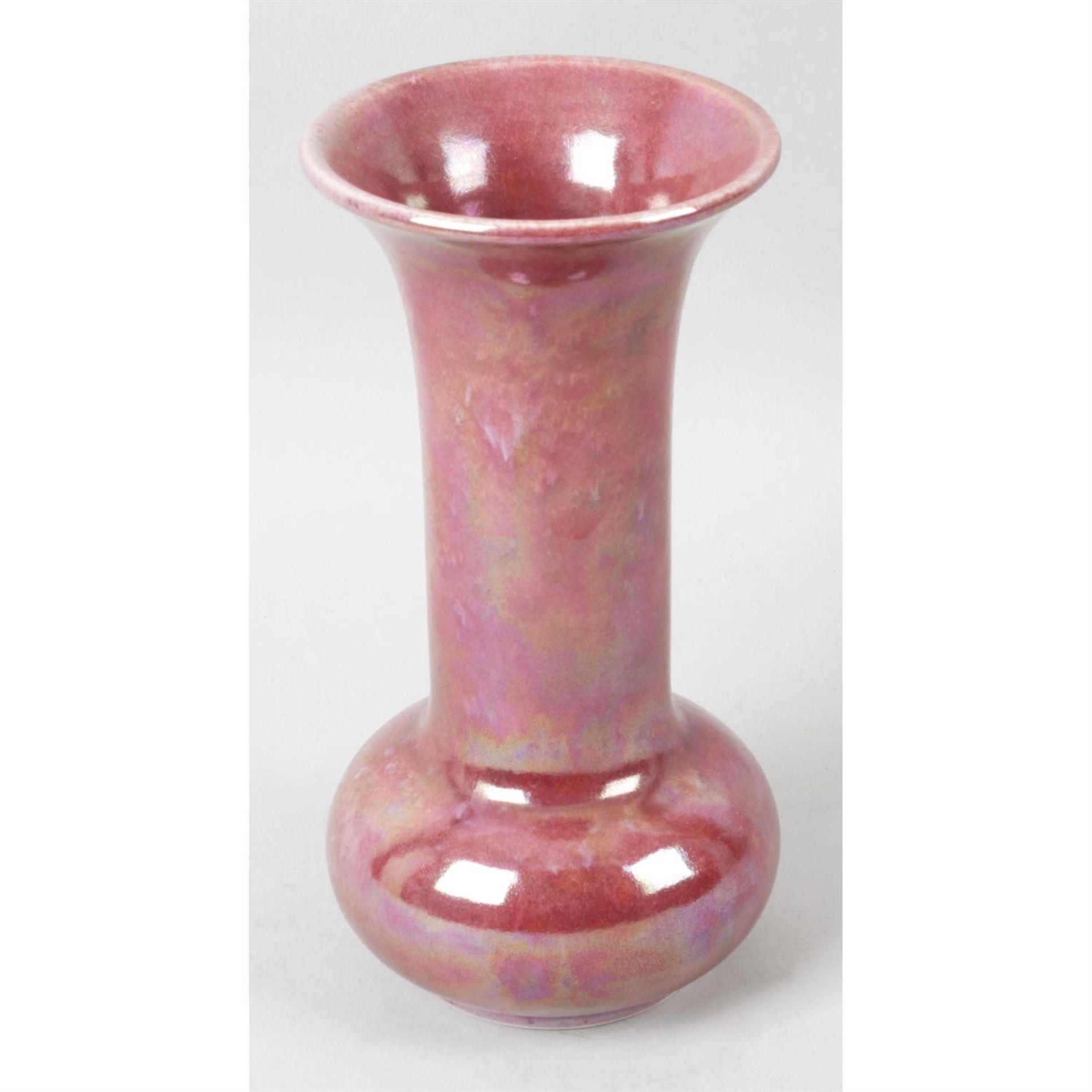 A Ruskin pink lustre glazed vase.