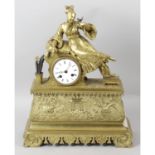 A 19th century bronze and gilt bronze cased mantel clock.