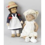 A Kathe Kruse 'Hanne Kruse' doll, together with a small doll. (2)