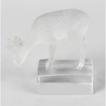 A Lalique frosted and clear glass study of a deer.