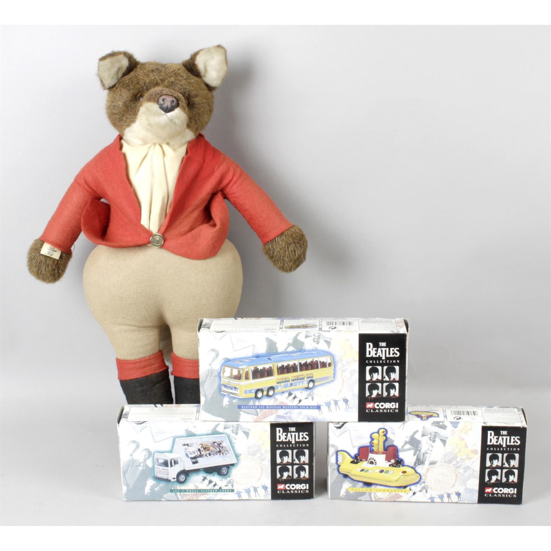 A G. McBride Little Folk soft toy modelled as a fox, together with six Corgi classics,