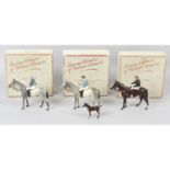 Three W.Britain's hand painted cast metal 'Racing Colours of Famous Owners' horses and jockeys.