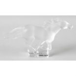 A Lalique frosted glass kazak horse.