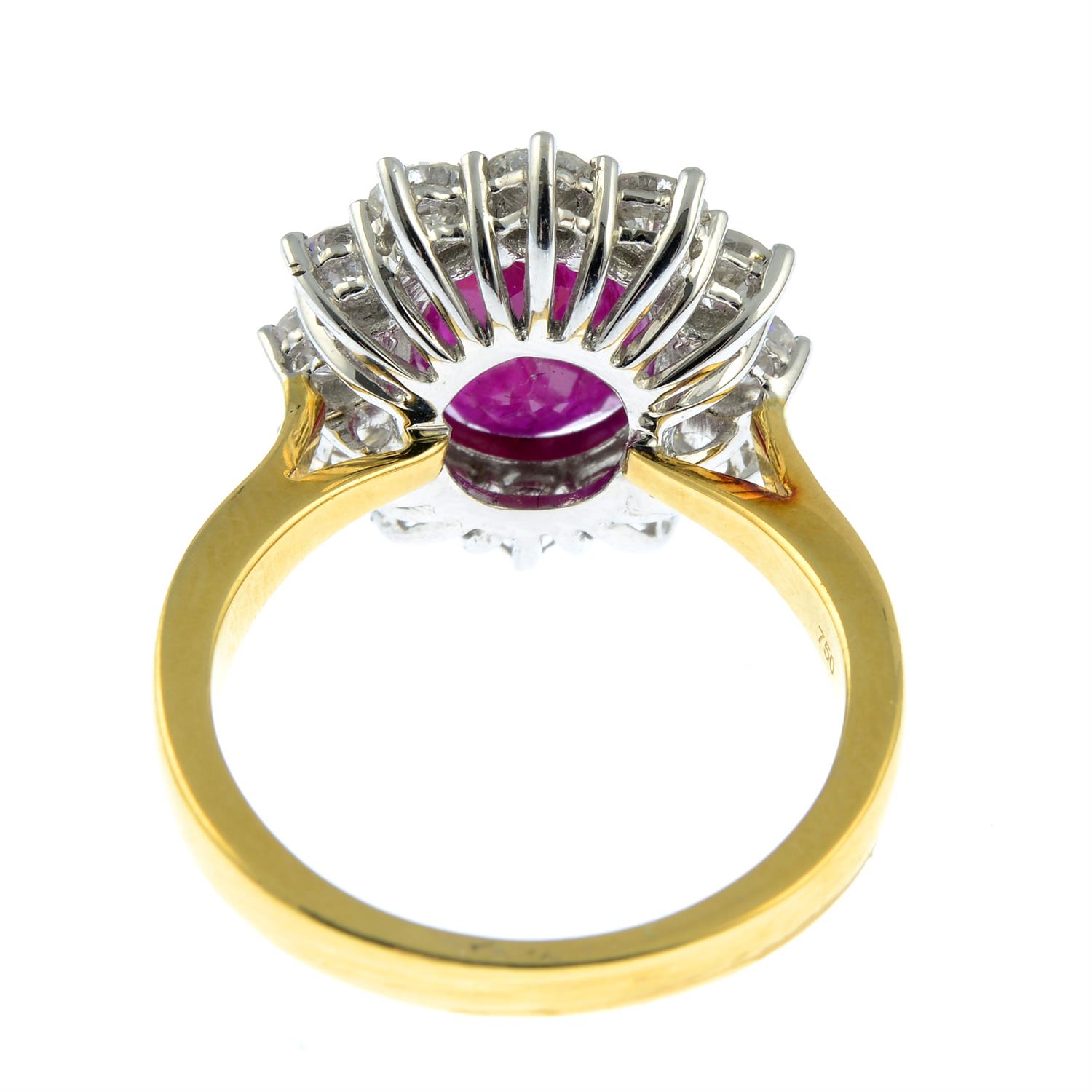 An 18ct gold ruby and brilliant-cut diamond cluster ring. - Image 4 of 5
