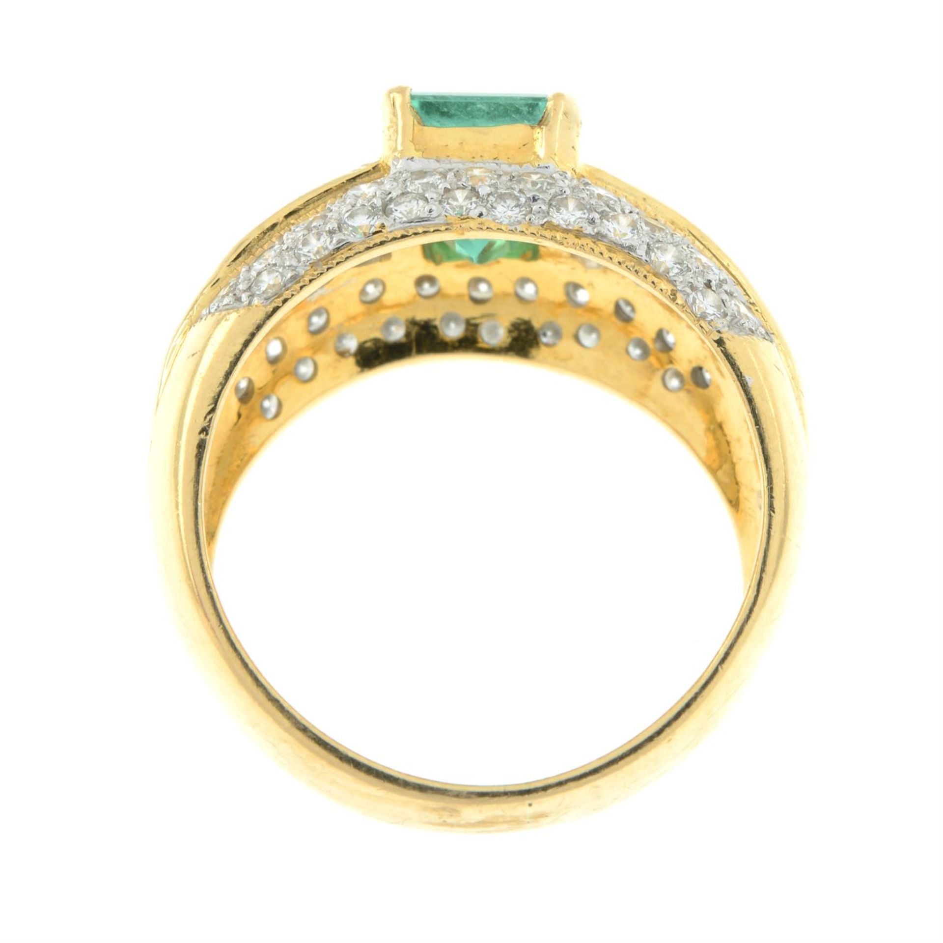 A Colombian emerald, baguette-shape and brilliant-cut diamond dress ring. - Image 3 of 5