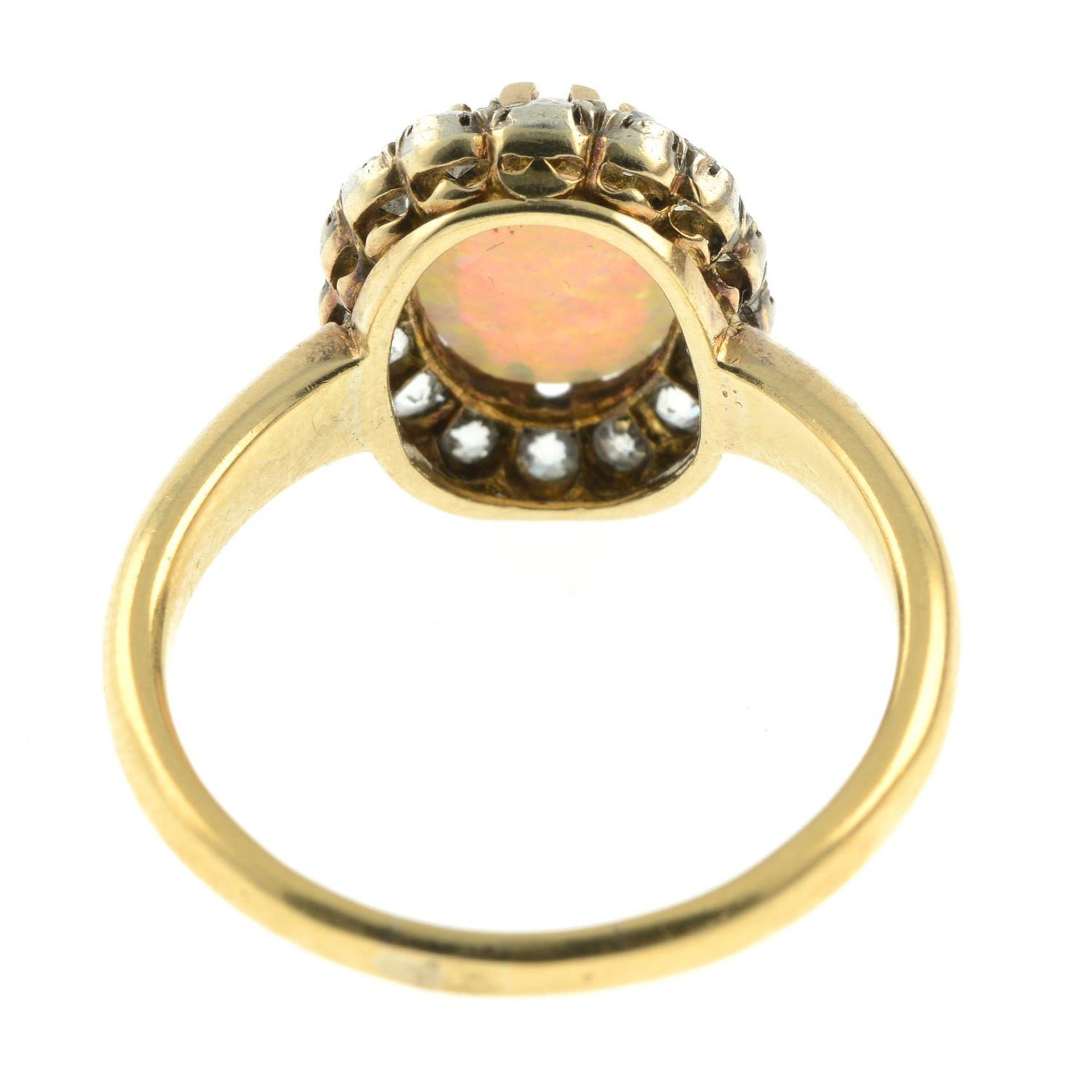 A late Victorian silver and 18ct gold opal and old-cut diamond cluster ring. - Bild 4 aus 5