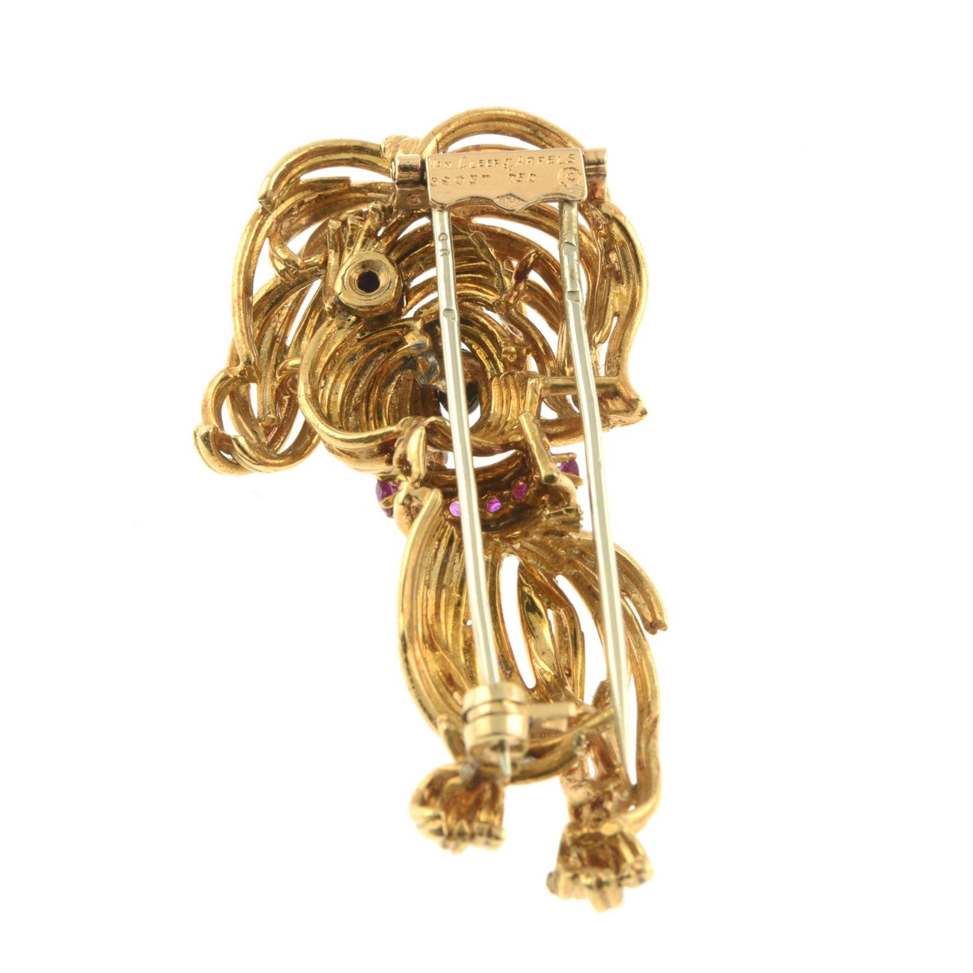 A mid 20th century 18ct gold diamond, ruby and onyx highlight dog brooch, by Van Cleef & Arpels. - Image 3 of 4