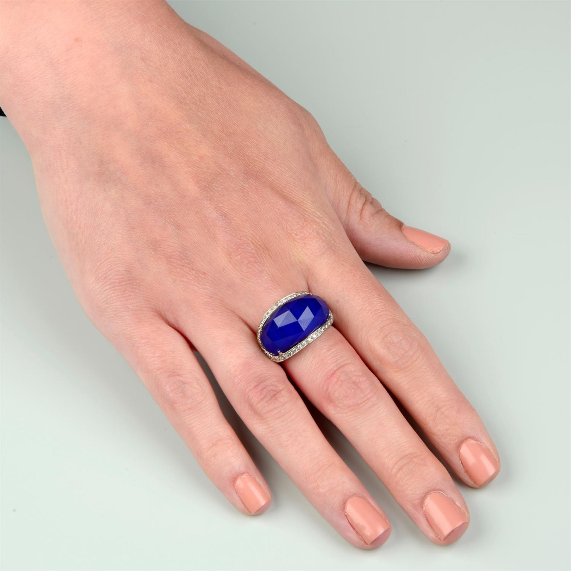 An 18ct gold brilliant-cut diamond and blue 'Crystal Haze' ring, by Stephen Webster. - Image 5 of 5