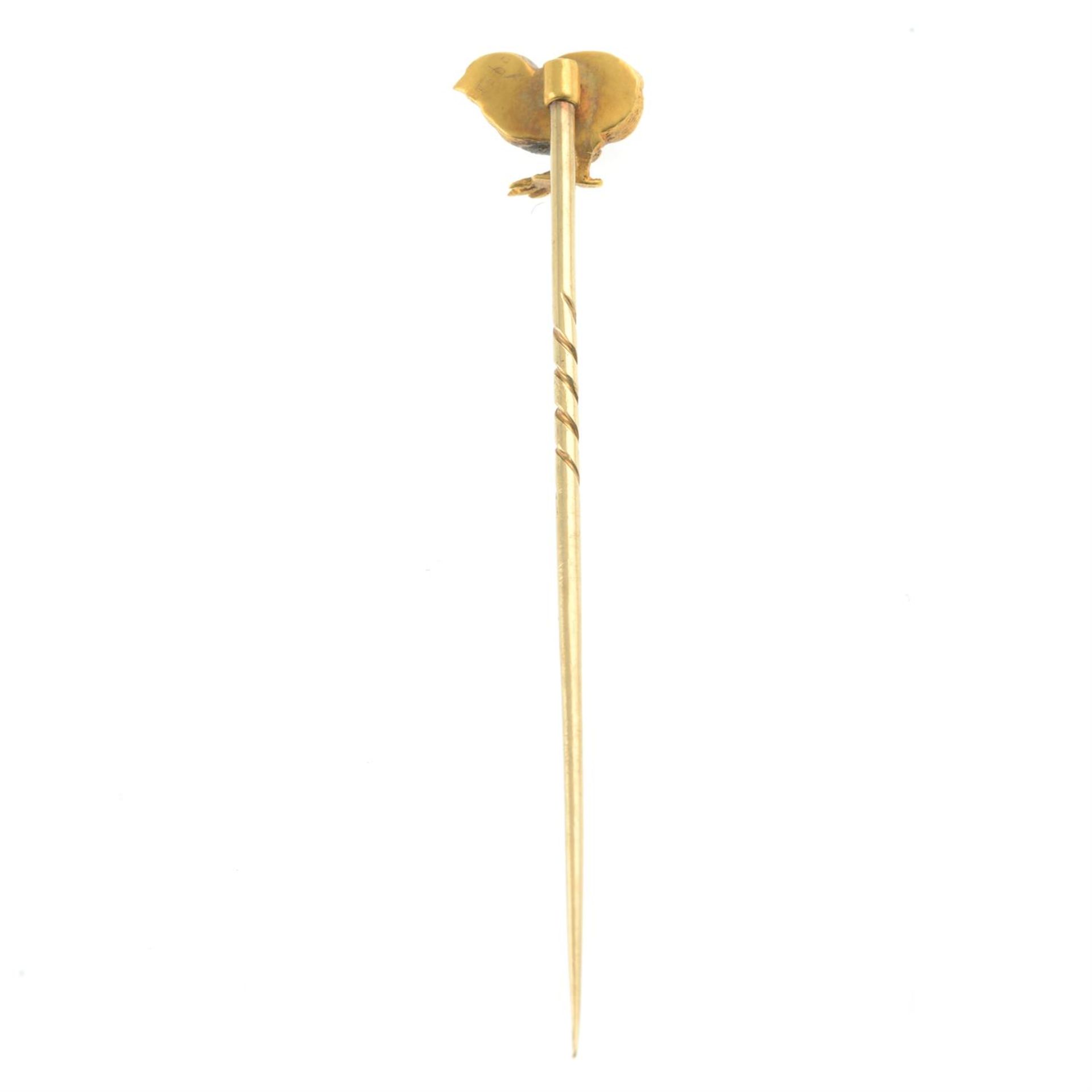 A mid Victorian gold chick stick pin, with diamond eye. - Image 3 of 4