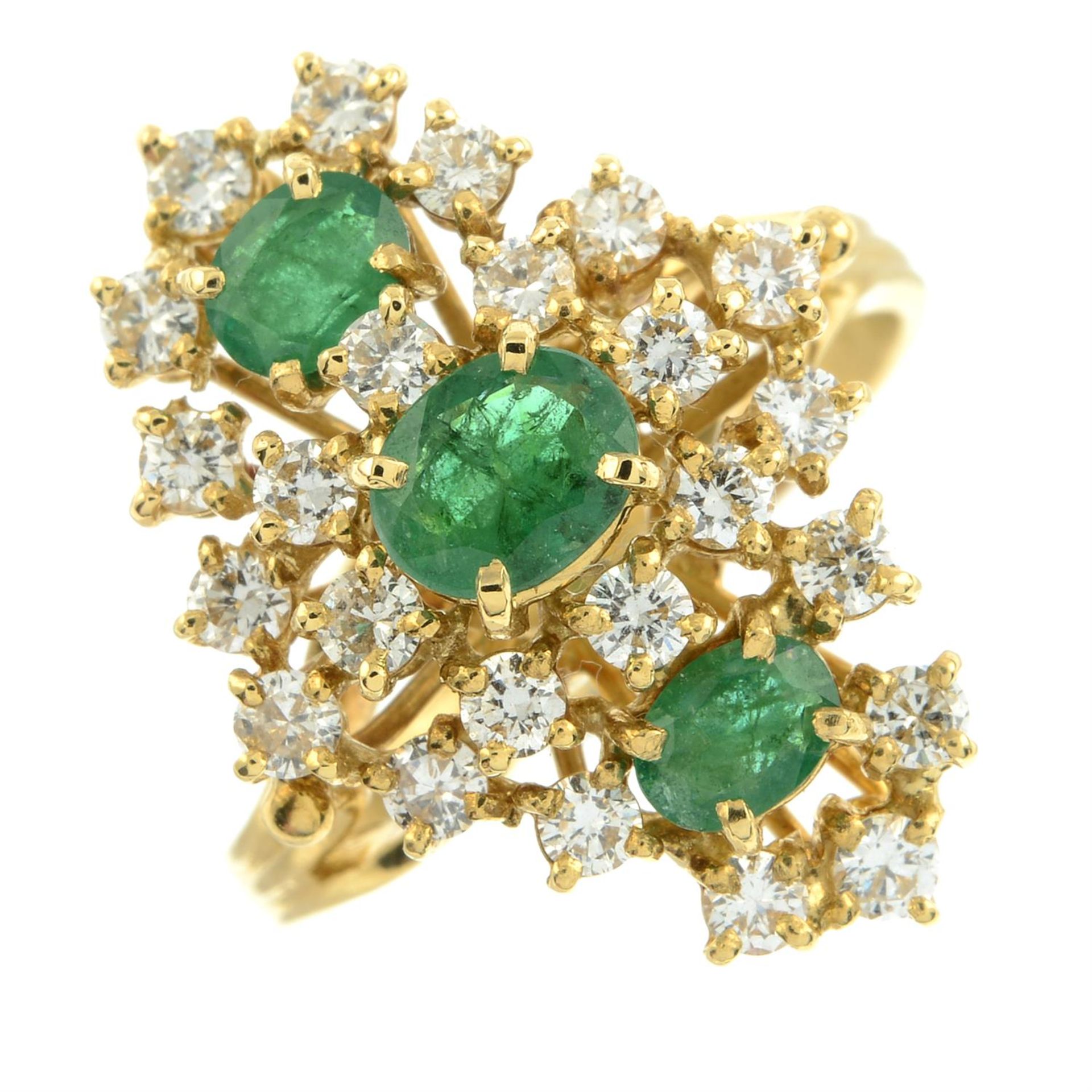 An 18ct gold emerald and brilliant-cut diamond dress ring. - Image 2 of 5