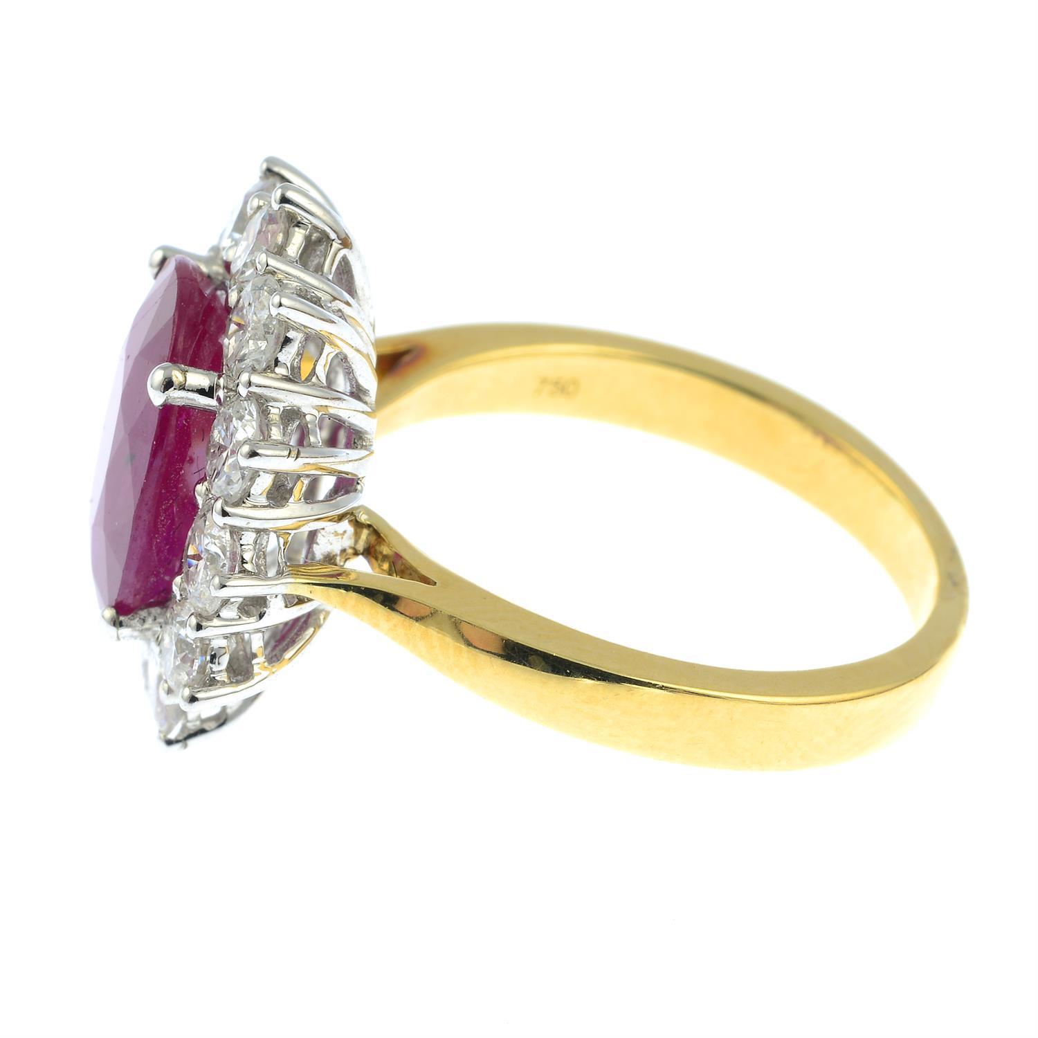 An 18ct gold ruby and brilliant-cut diamond cluster ring. - Image 3 of 5