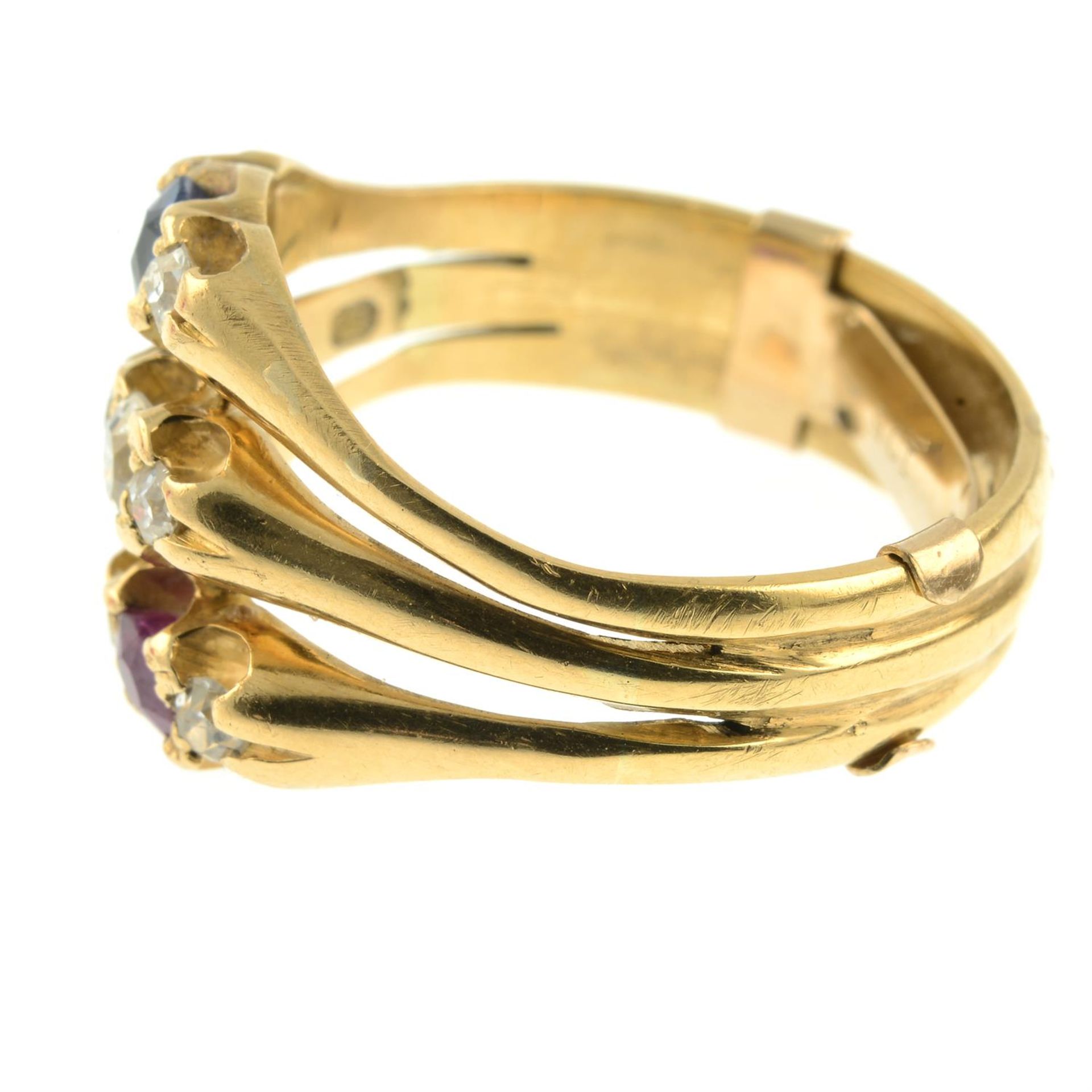 An early 20th century 18ct gold ruby, diamond and sapphire patriotic ring. - Image 3 of 5