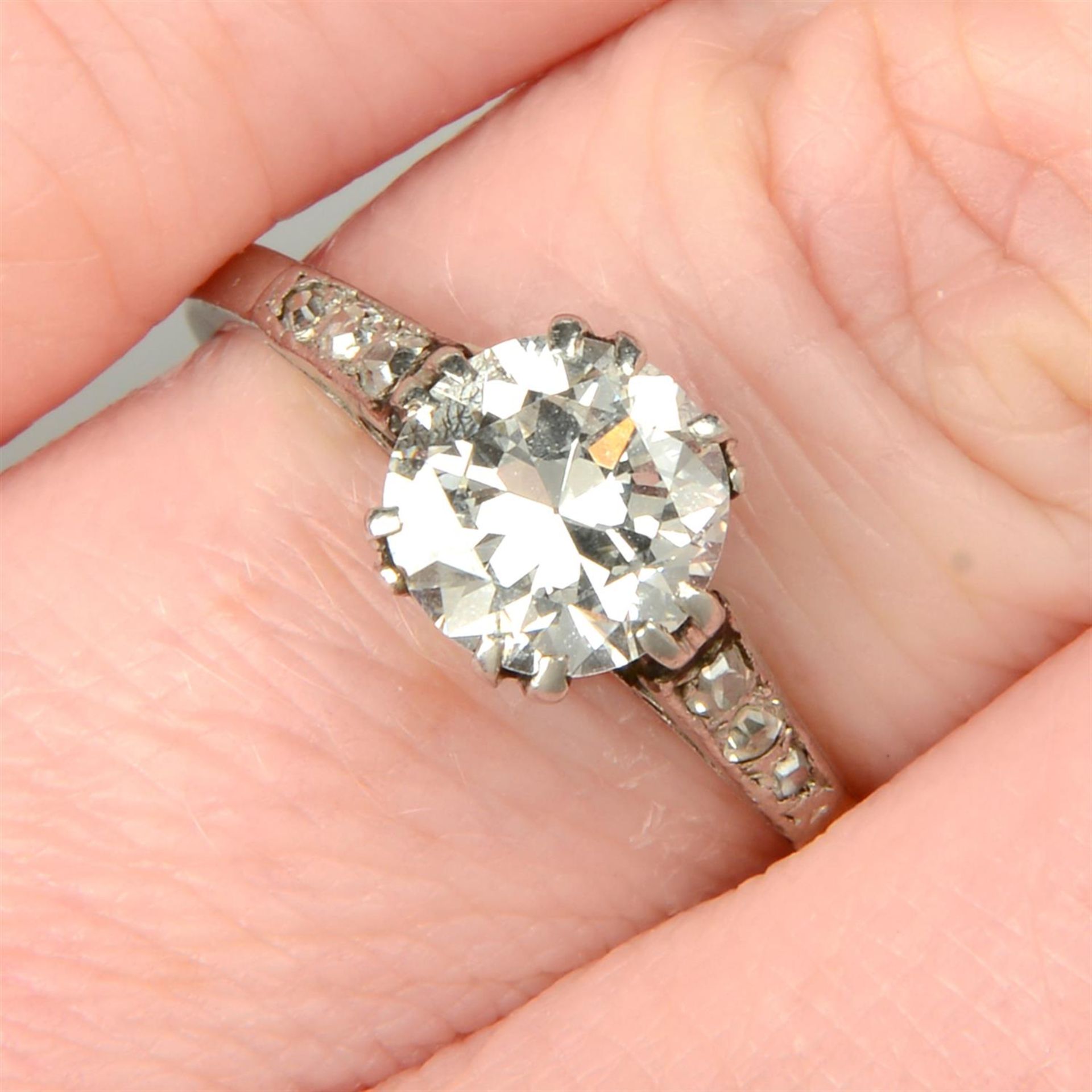 A mid 20th century platinum brilliant-cut diamond single-stone ring.