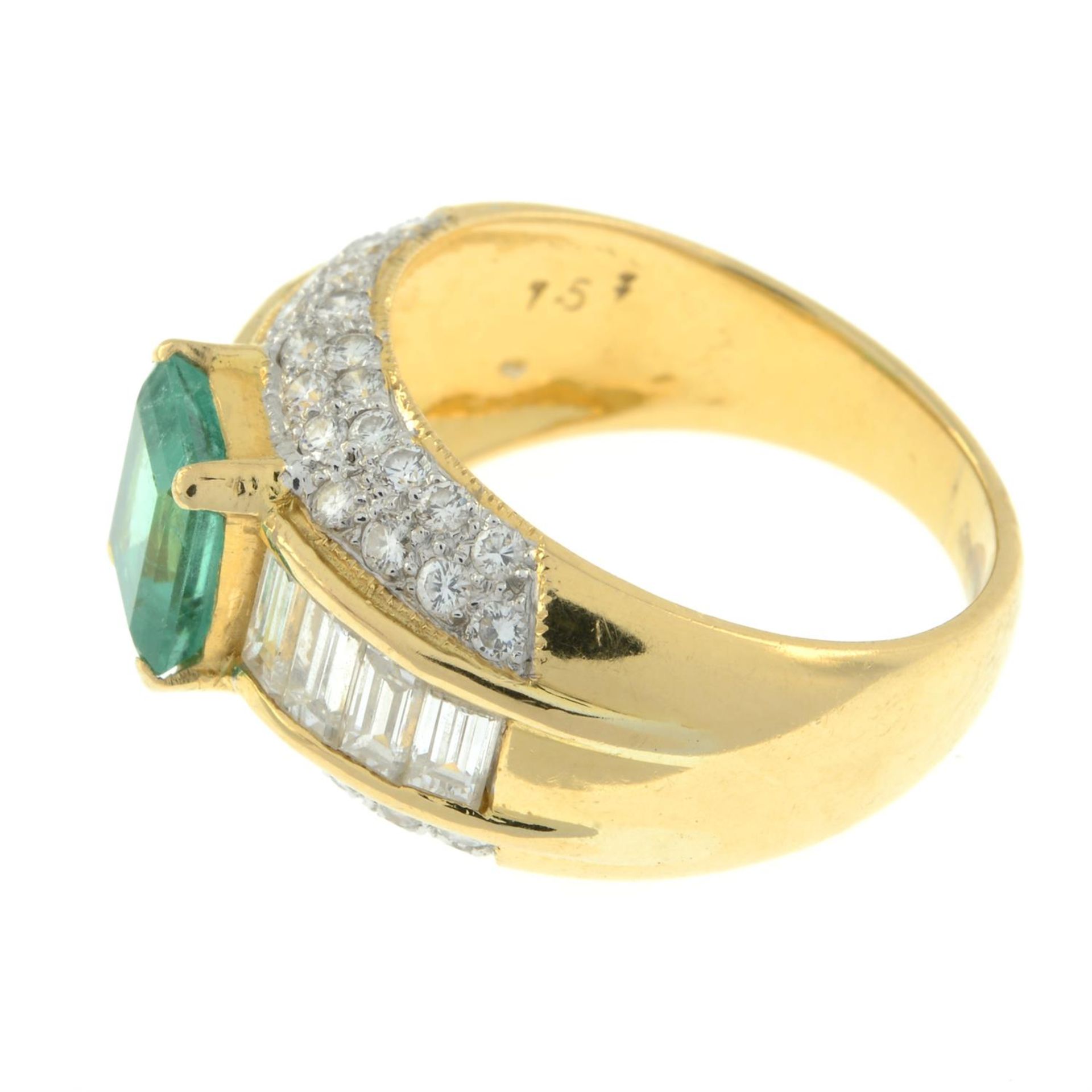 A Colombian emerald, baguette-shape and brilliant-cut diamond dress ring. - Image 4 of 5