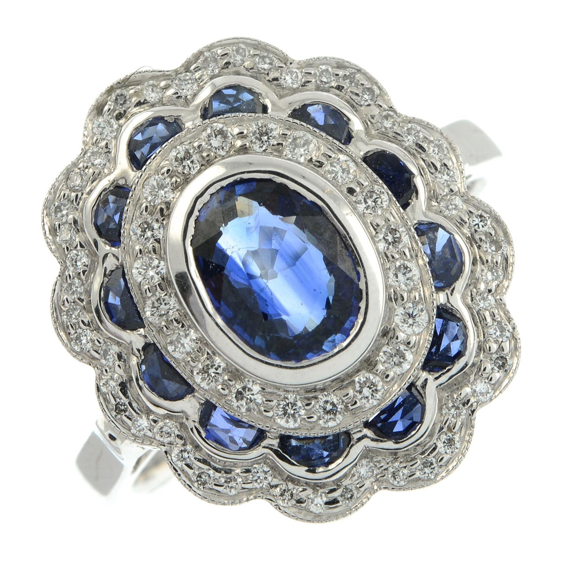 An 18ct gold sapphire and brilliant-cut diamond dress ring. - Image 2 of 5