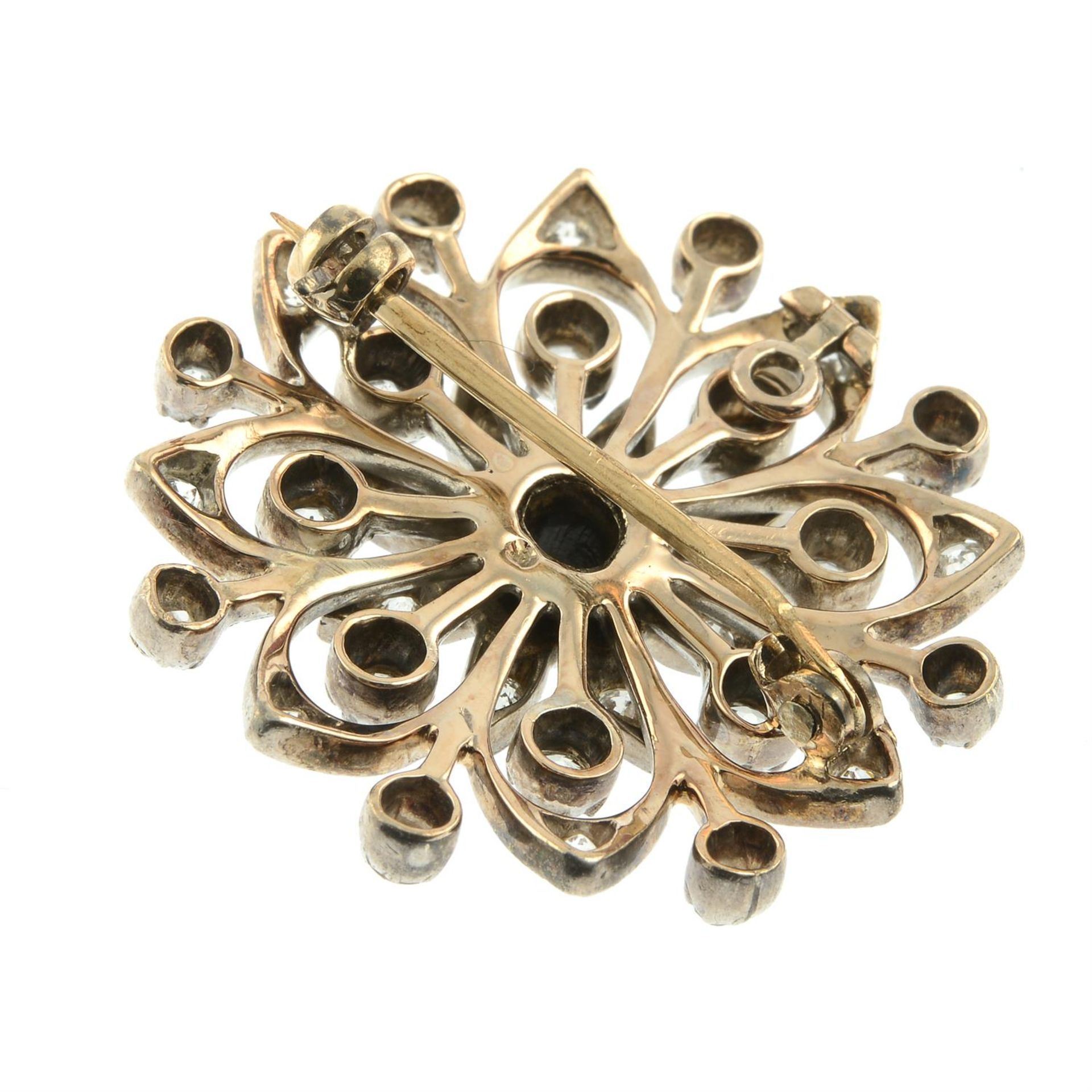 A late Victorian silver and gold old-cut diamond floral brooch. - Image 3 of 4