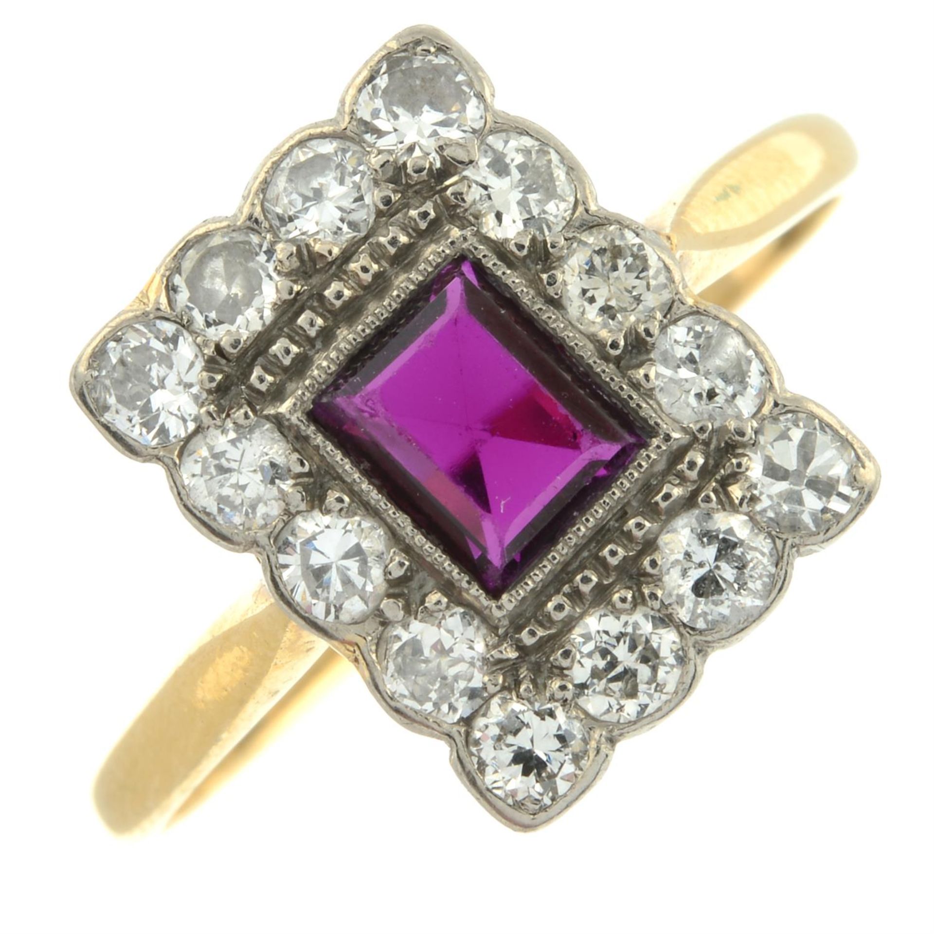 An early 20th century 18ct gold ruby and brilliant-cut diamond cluster ring. - Image 2 of 5