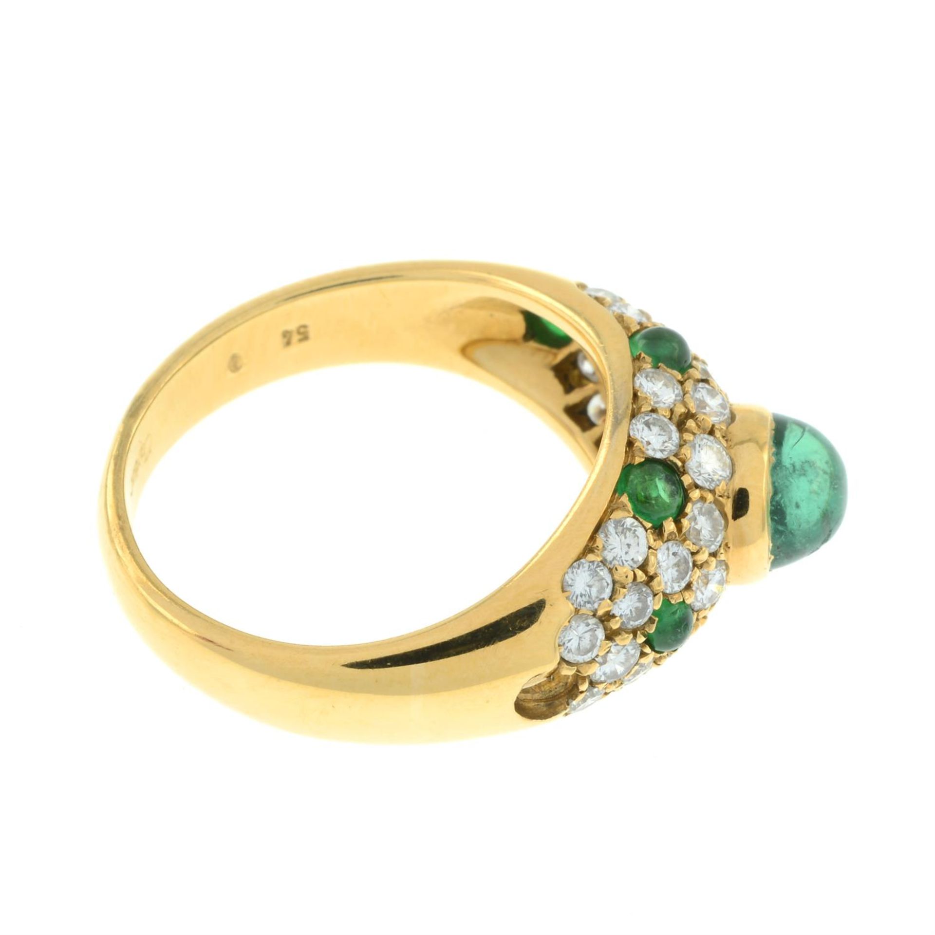 A emerald and brilliant-cut diamond pavé-set band ring. - Image 4 of 5