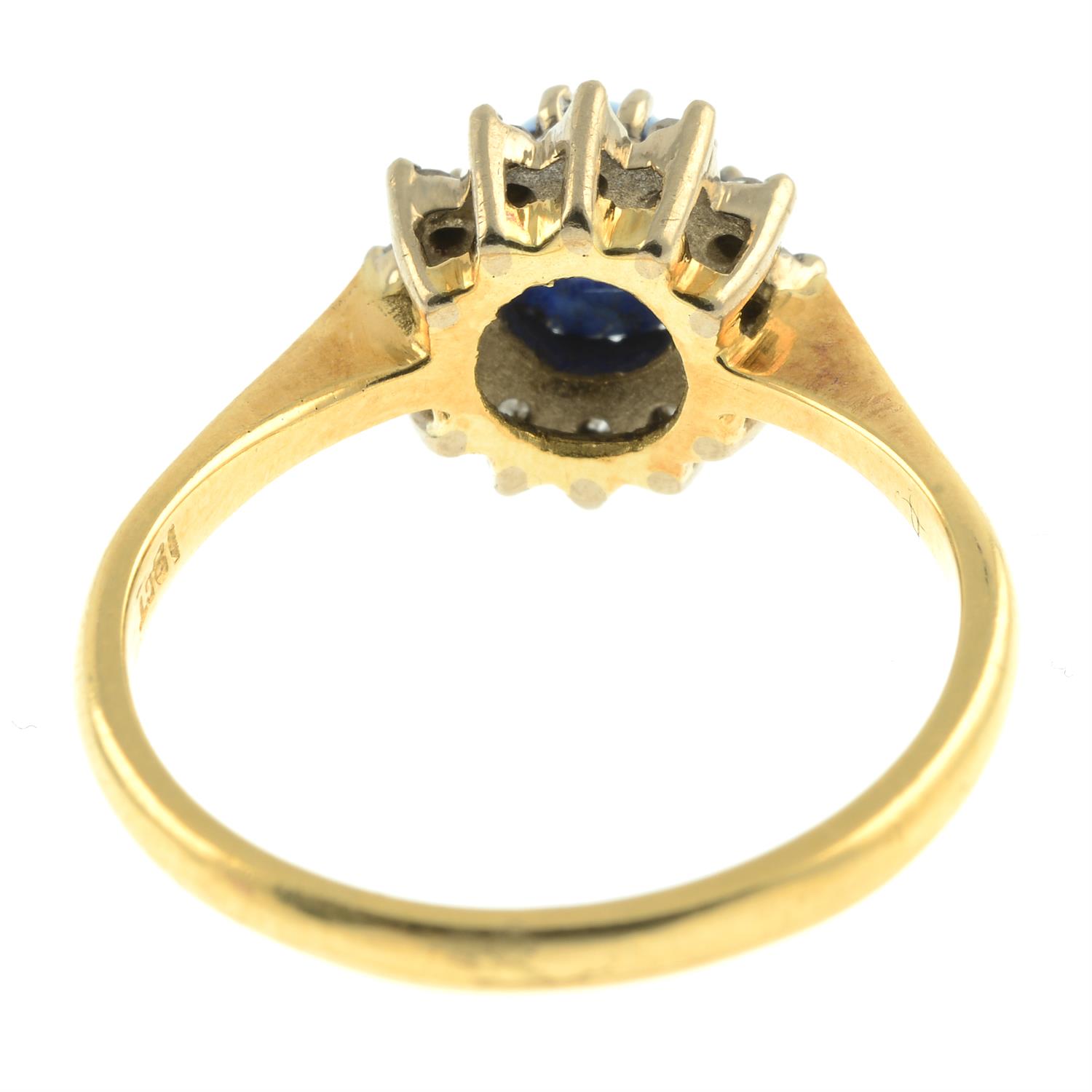 A mid 20th century 18ct gold sapphire cabochon and single-cut diamond cluster ring. - Image 4 of 5
