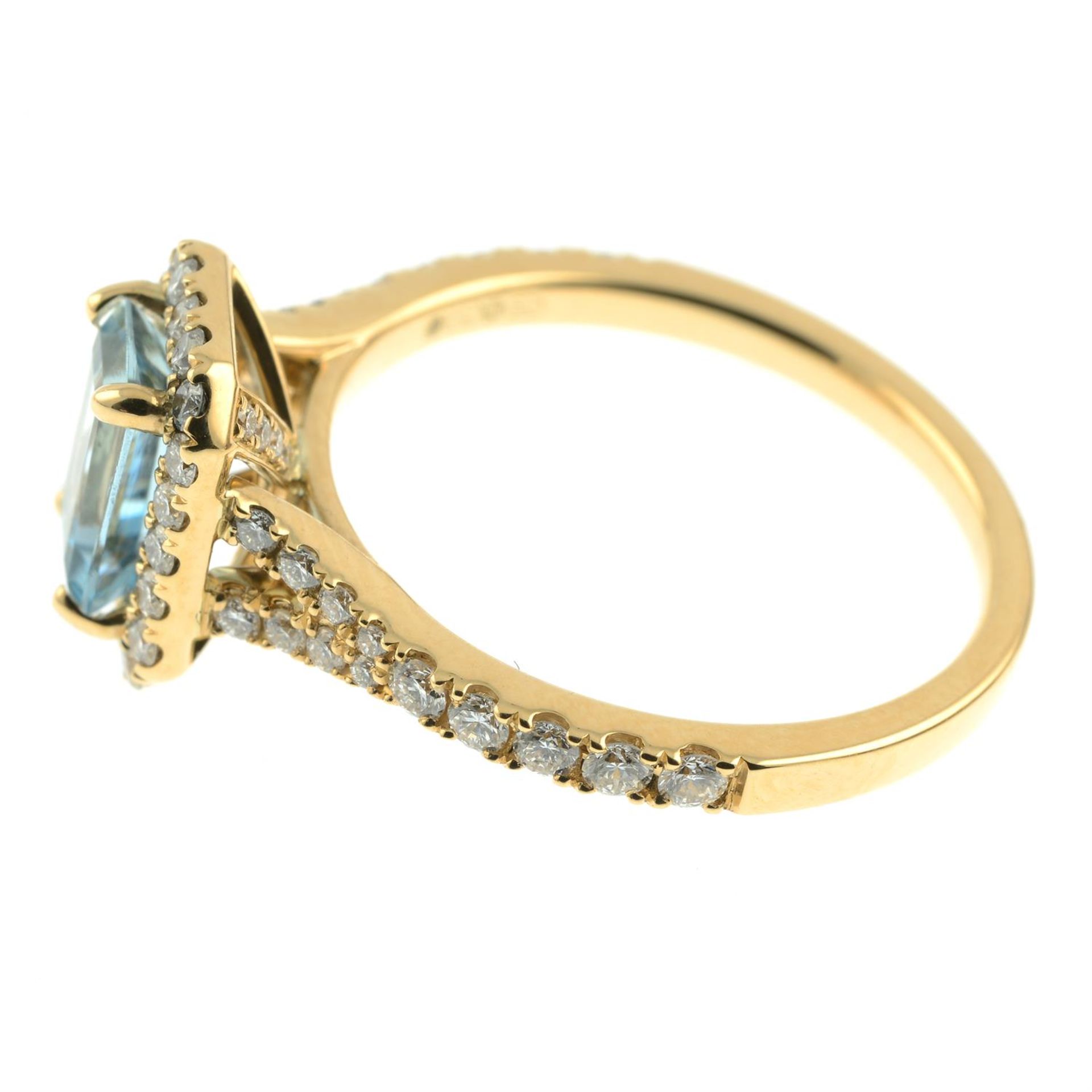 An 18ct gold aquamarine and brilliant-cut diamond dress ring. - Image 3 of 5