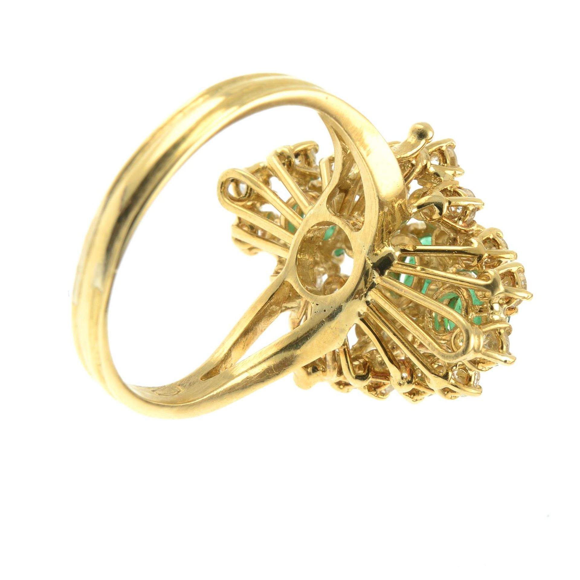 An 18ct gold emerald and brilliant-cut diamond dress ring. - Image 4 of 5