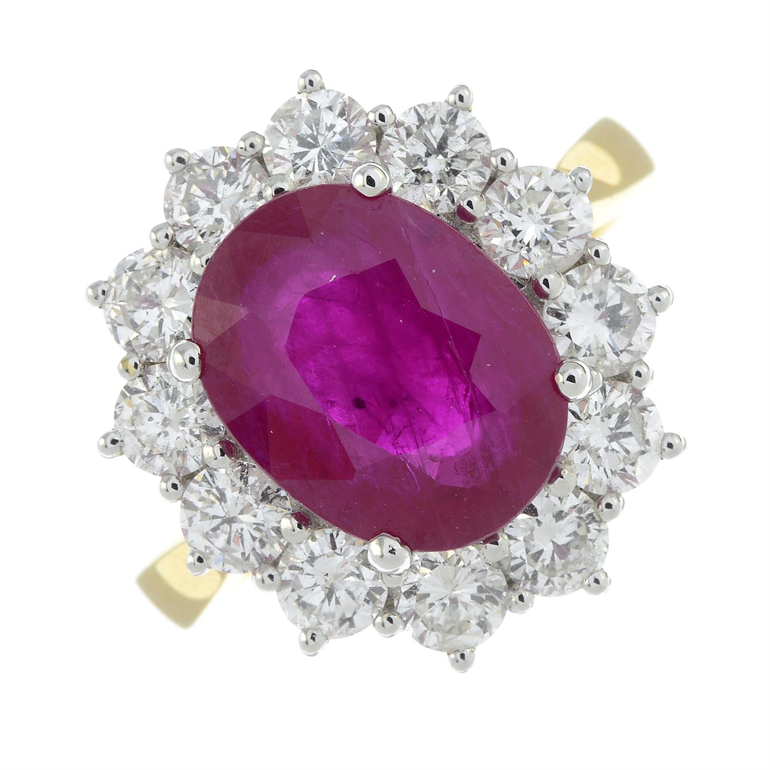 An 18ct gold ruby and brilliant-cut diamond cluster ring. - Image 2 of 5