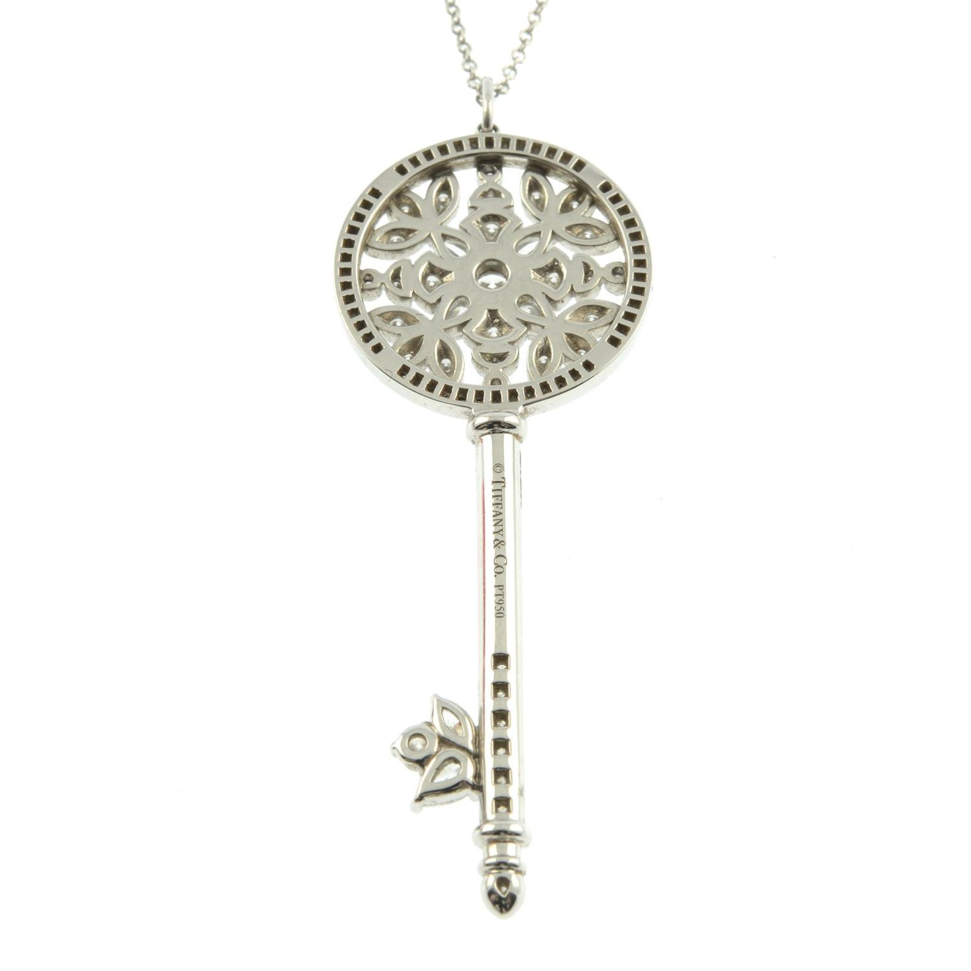 A platinum vari-cut diamond 'Garden' key, with chain, by Tiffany & Co. - Image 3 of 5