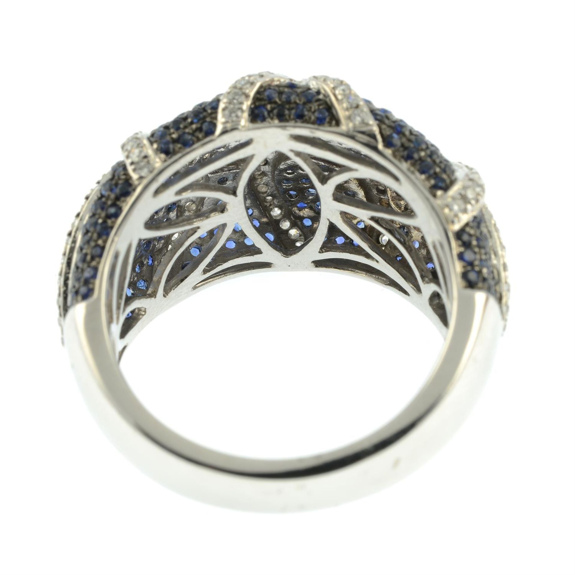 An 18ct gold pavé-set sapphire and brilliant-cut diamond stylised organic dress ring. - Image 4 of 5