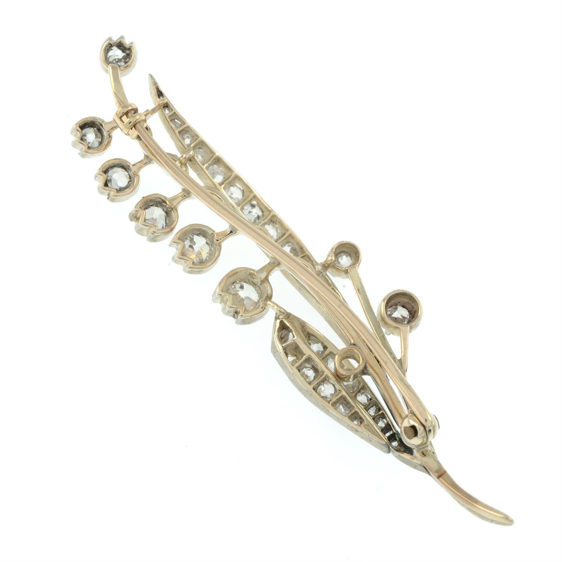 A late Victorian silver and gold old and rose-cut diamond floral Lily of the Valley brooch. - Bild 3 aus 4