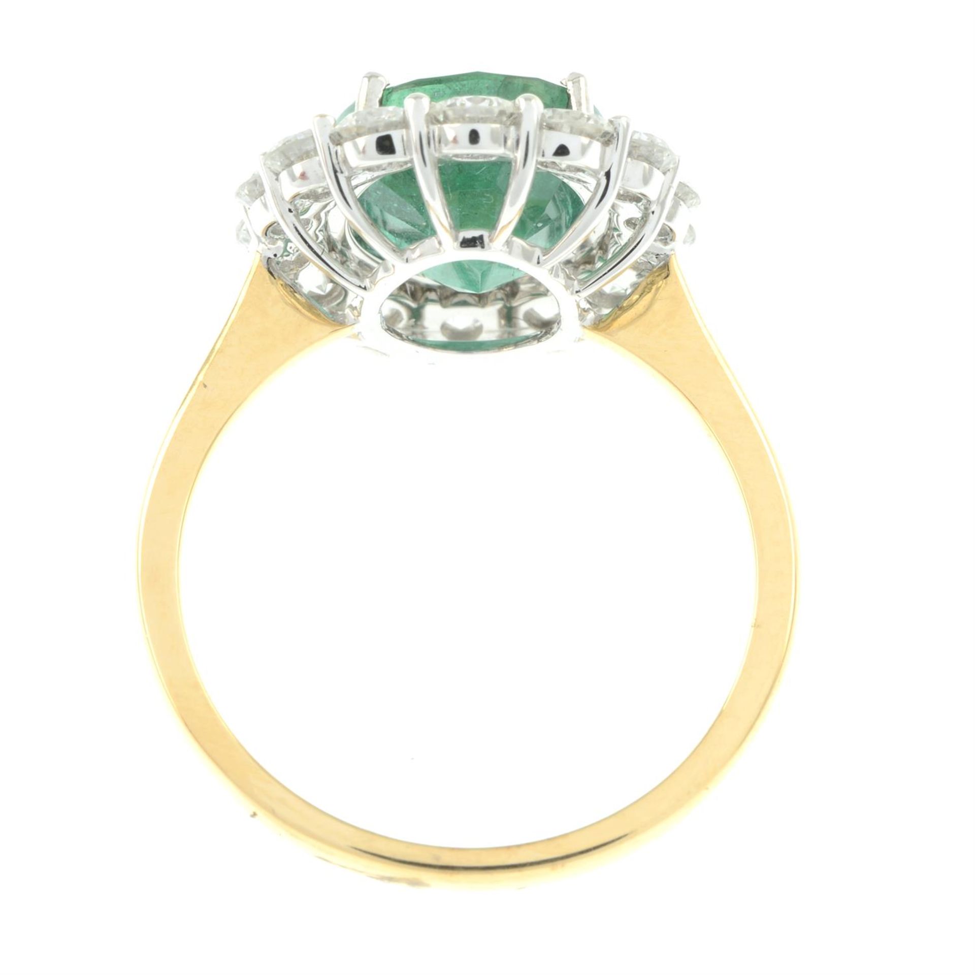 An 18ct gold emerald and brilliant-cut diamond cluster ring. - Image 3 of 6