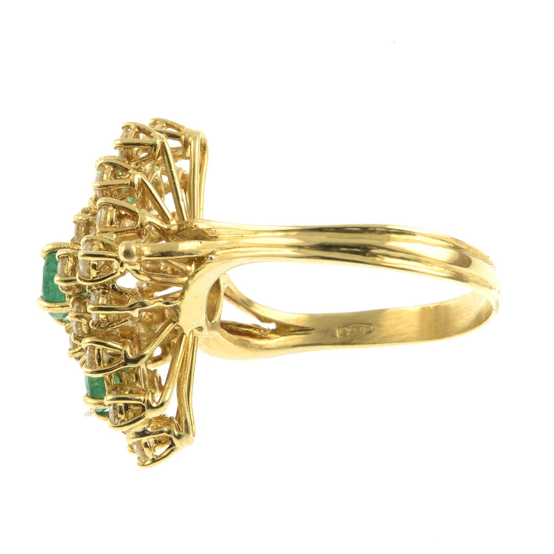 An 18ct gold emerald and brilliant-cut diamond dress ring. - Image 3 of 5